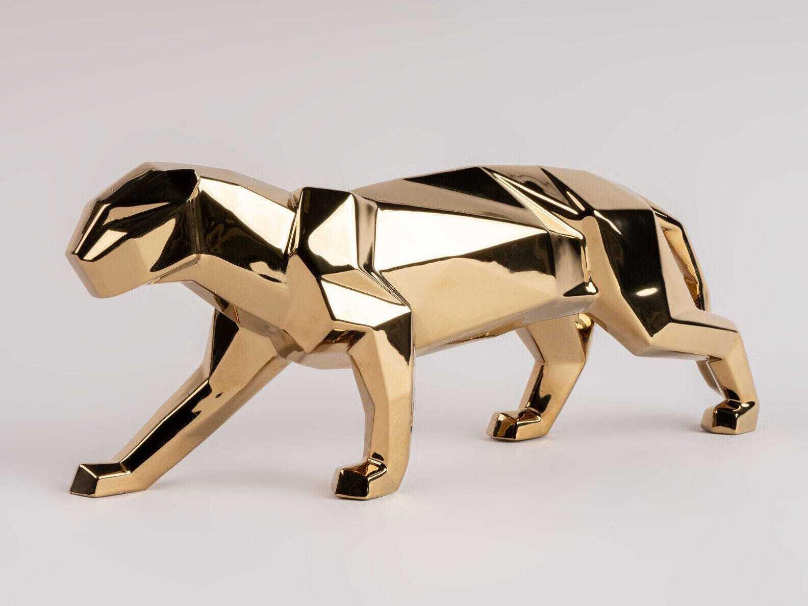 Lladro Gold Panther Sculpture