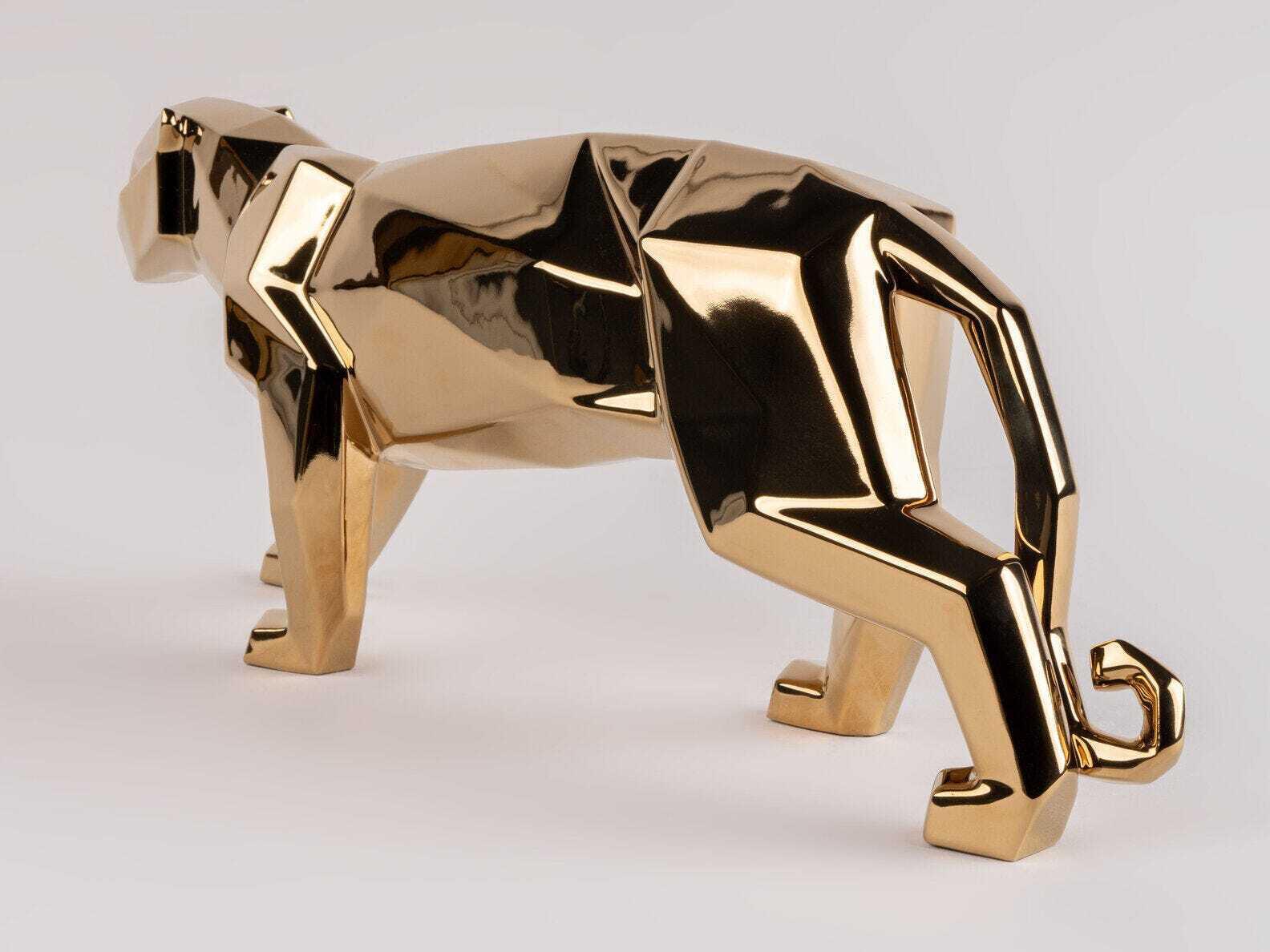 Lladro Gold Panther Sculpture