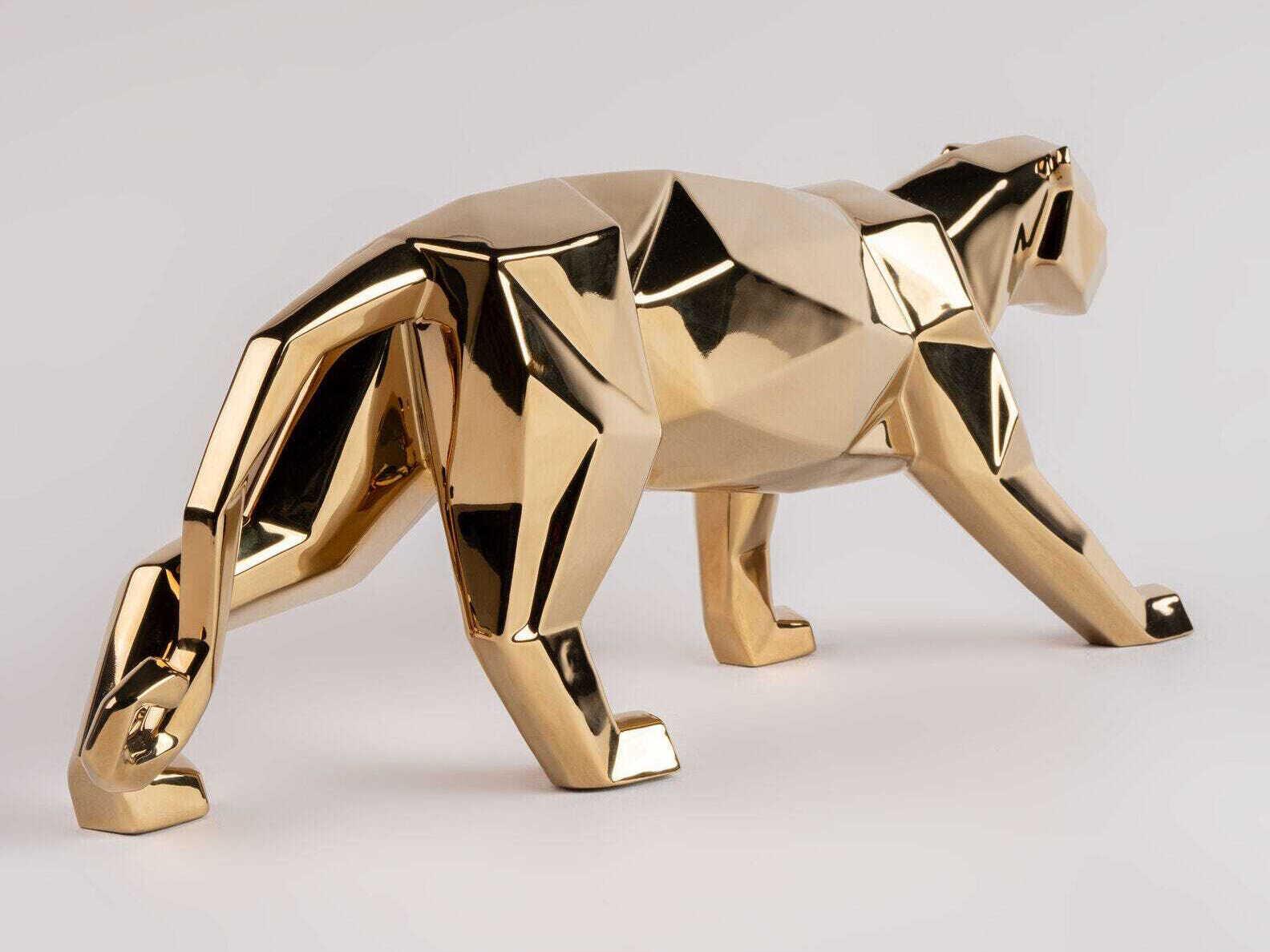 Lladro Gold Panther Sculpture