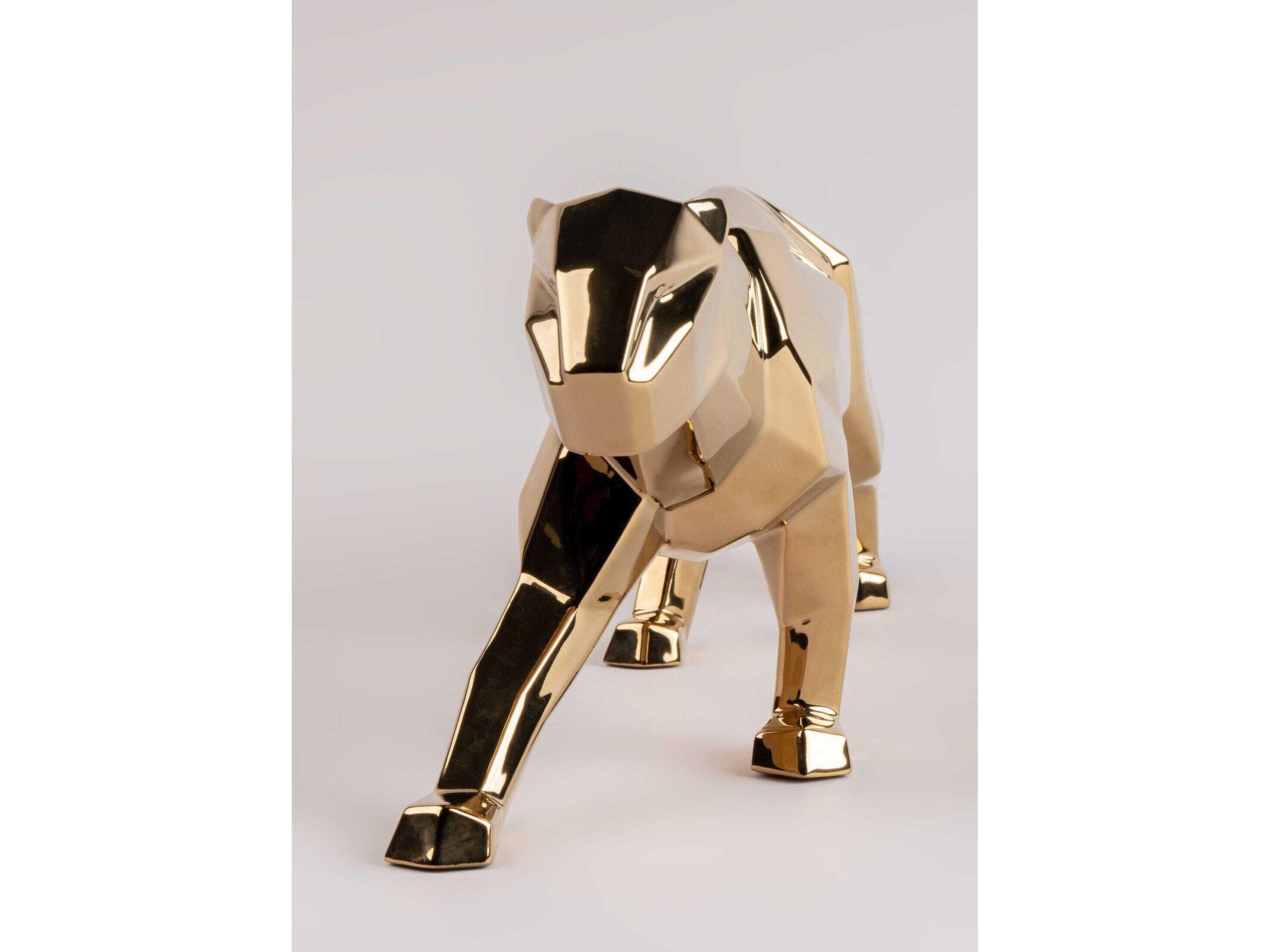 Lladro Gold Panther Sculpture