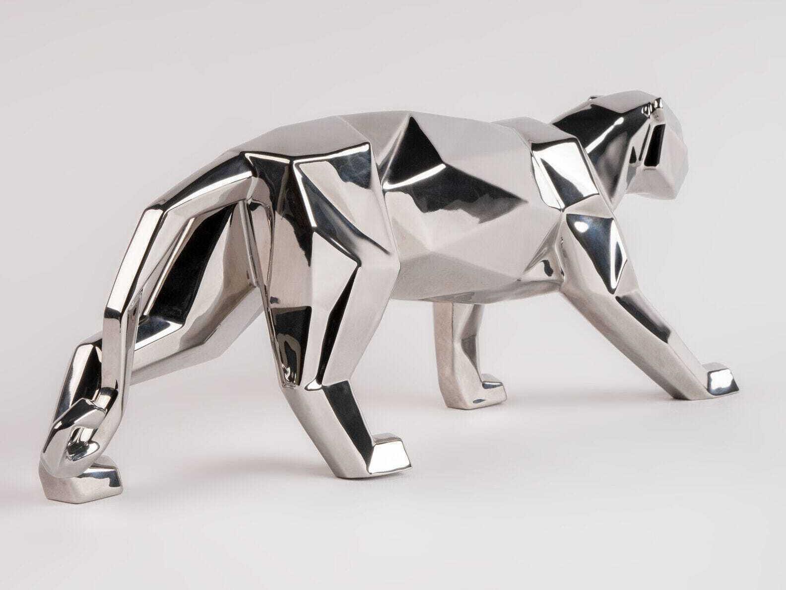 Lladro Silver Panther Sculpture