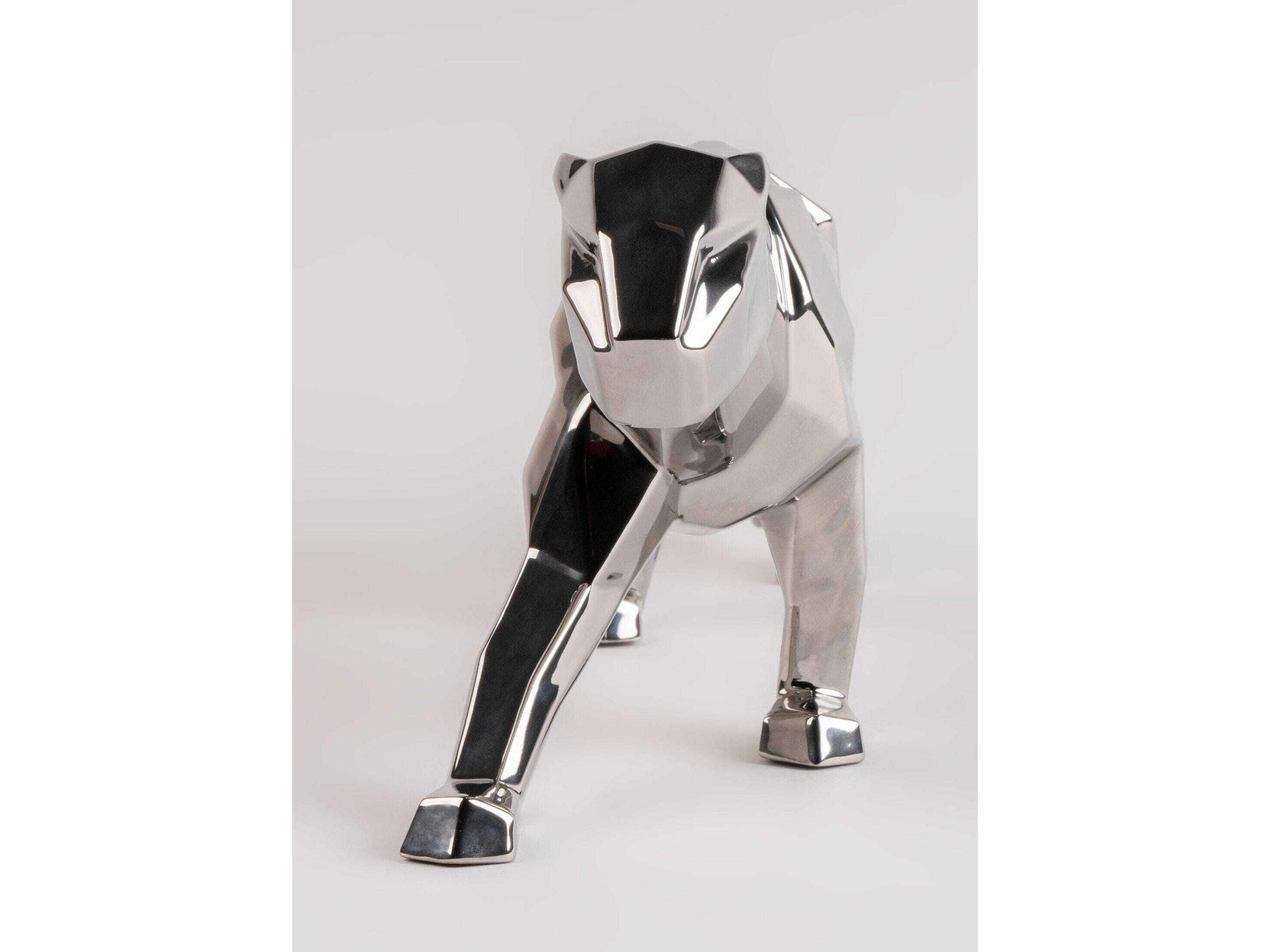 Lladro Silver Panther Sculpture