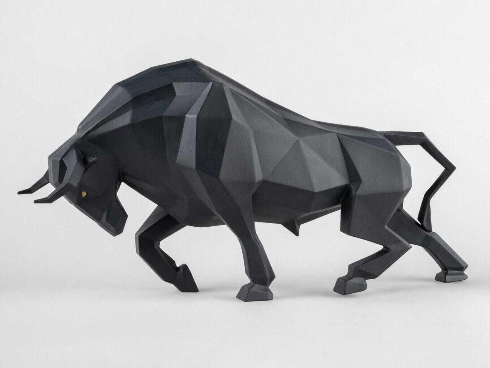 Lladro Matte Black Bull Sculpture