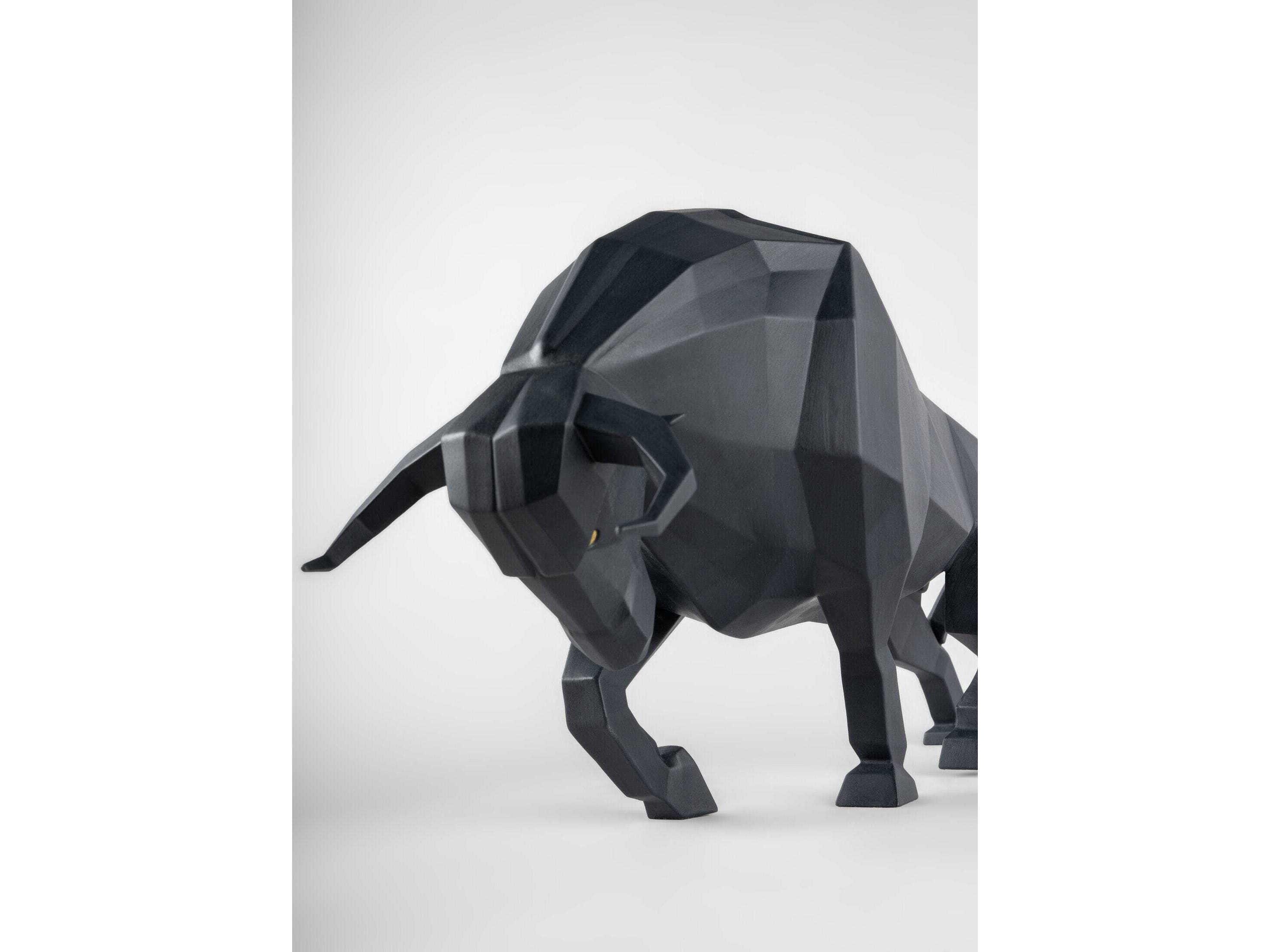 Lladro Matte Black Bull Sculpture