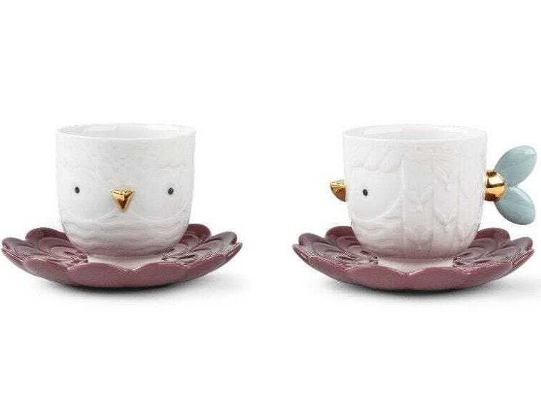 Lladro Kawki Cups and Saucers Set of 2