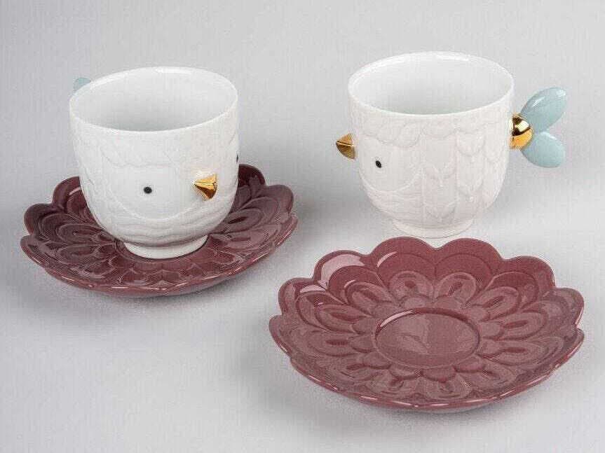 Lladro Kawki Cups and Saucers Set of 2