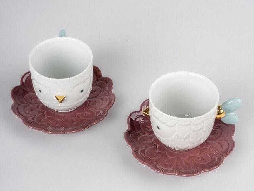 Lladro Kawki Cups and Saucers Set of 2