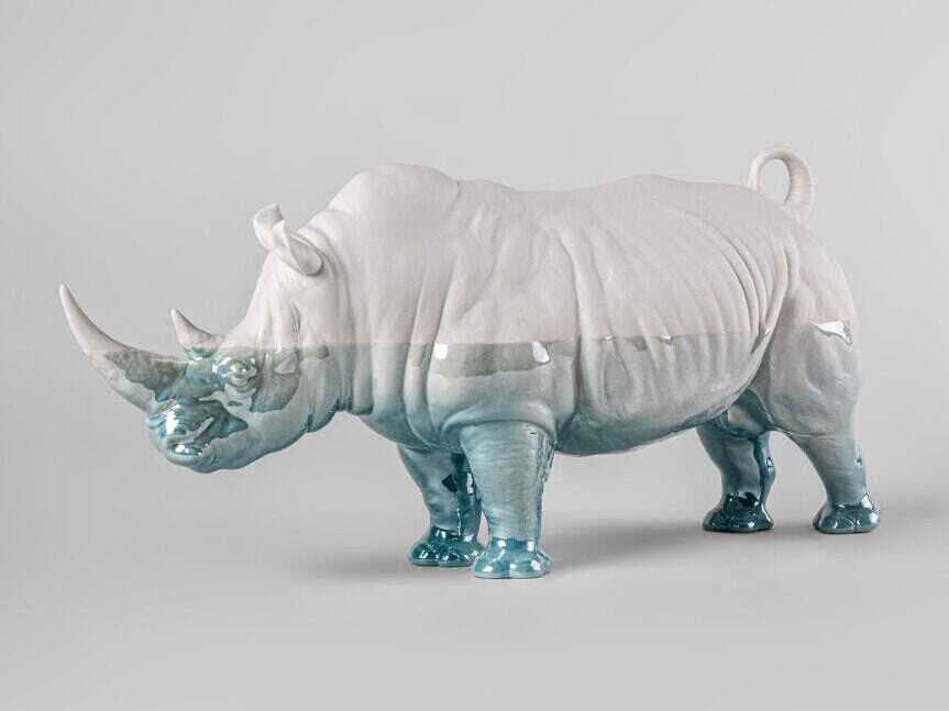 Lladro Underwater Rhino Sculpture