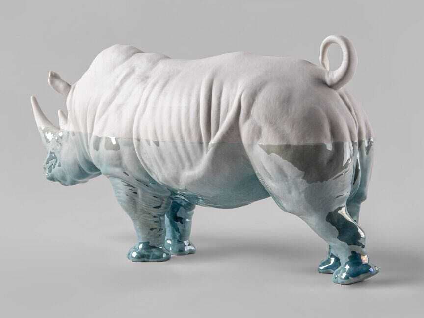 Lladro Underwater Rhino Sculpture