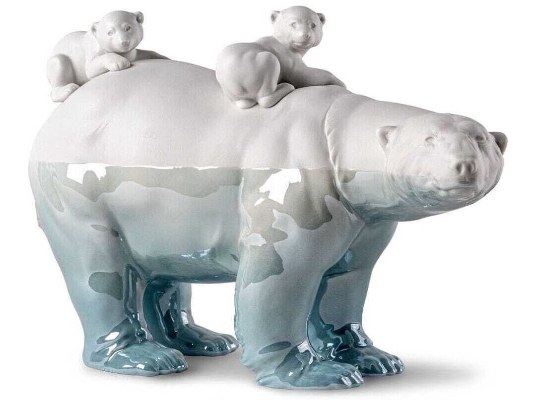 Lladro Underwater Mummy Bear and Babies Sculpture