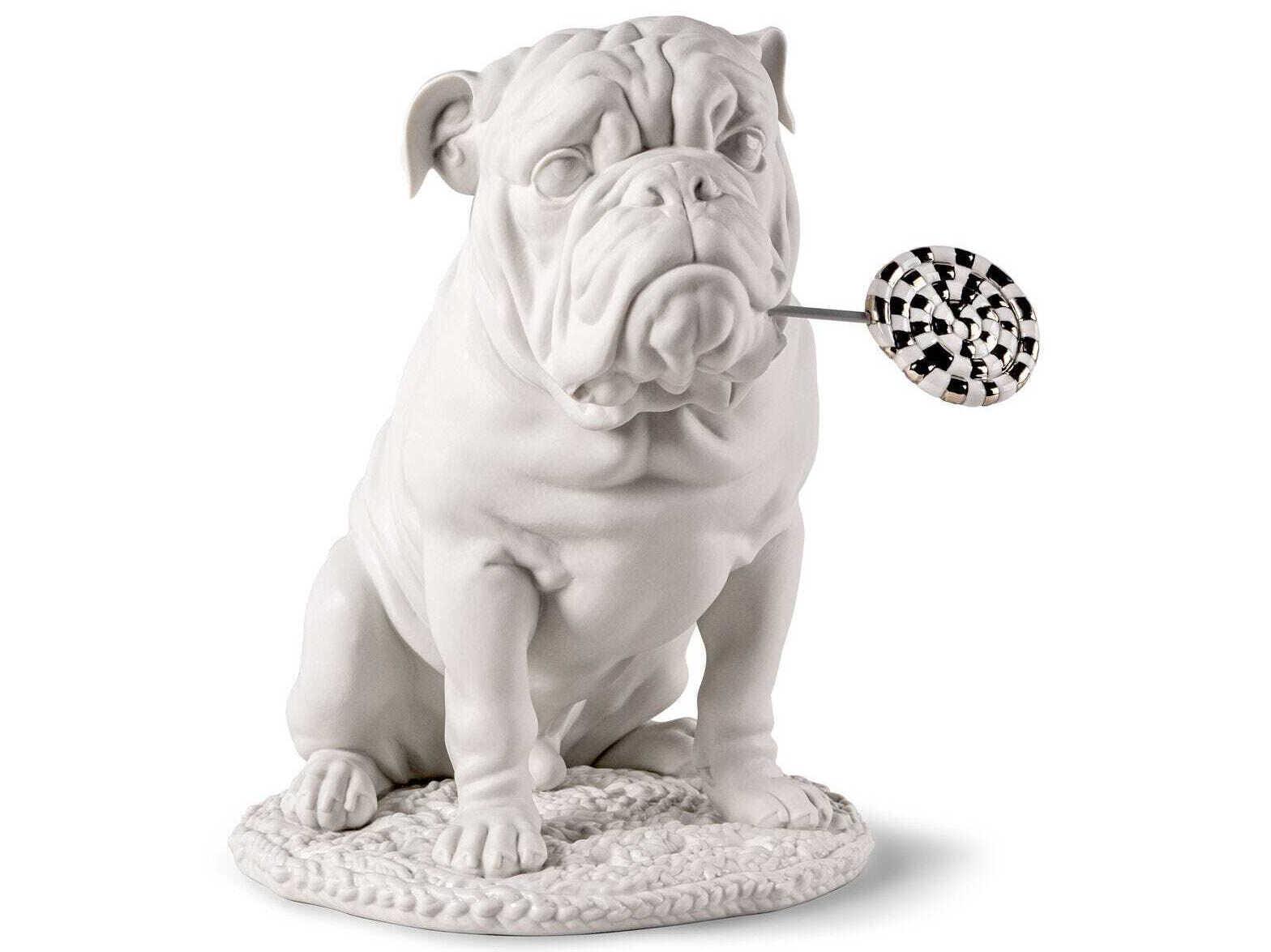 Lladro Bulldog with Lollipop Sculpture