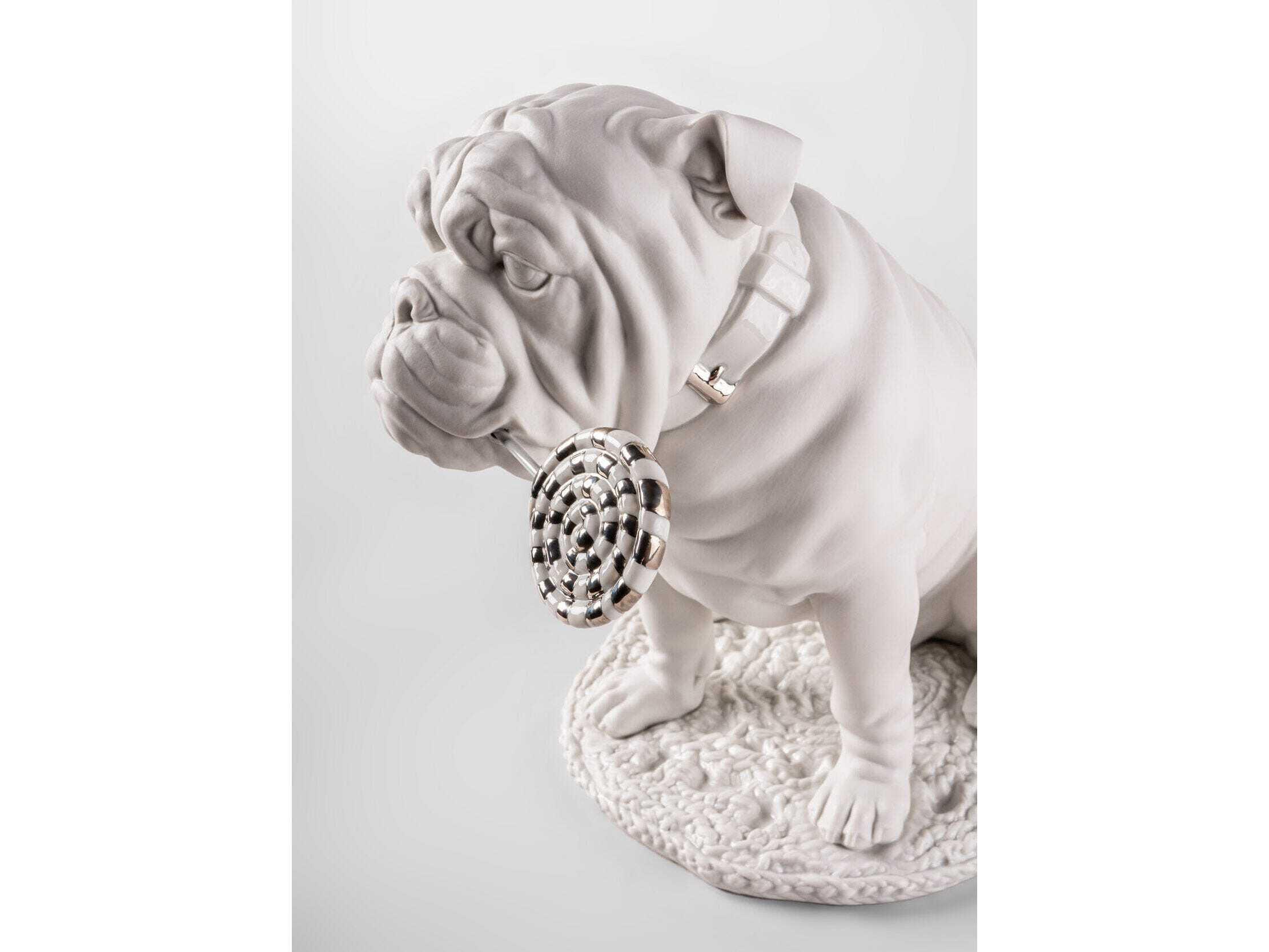 Lladro Bulldog with Lollipop Sculpture