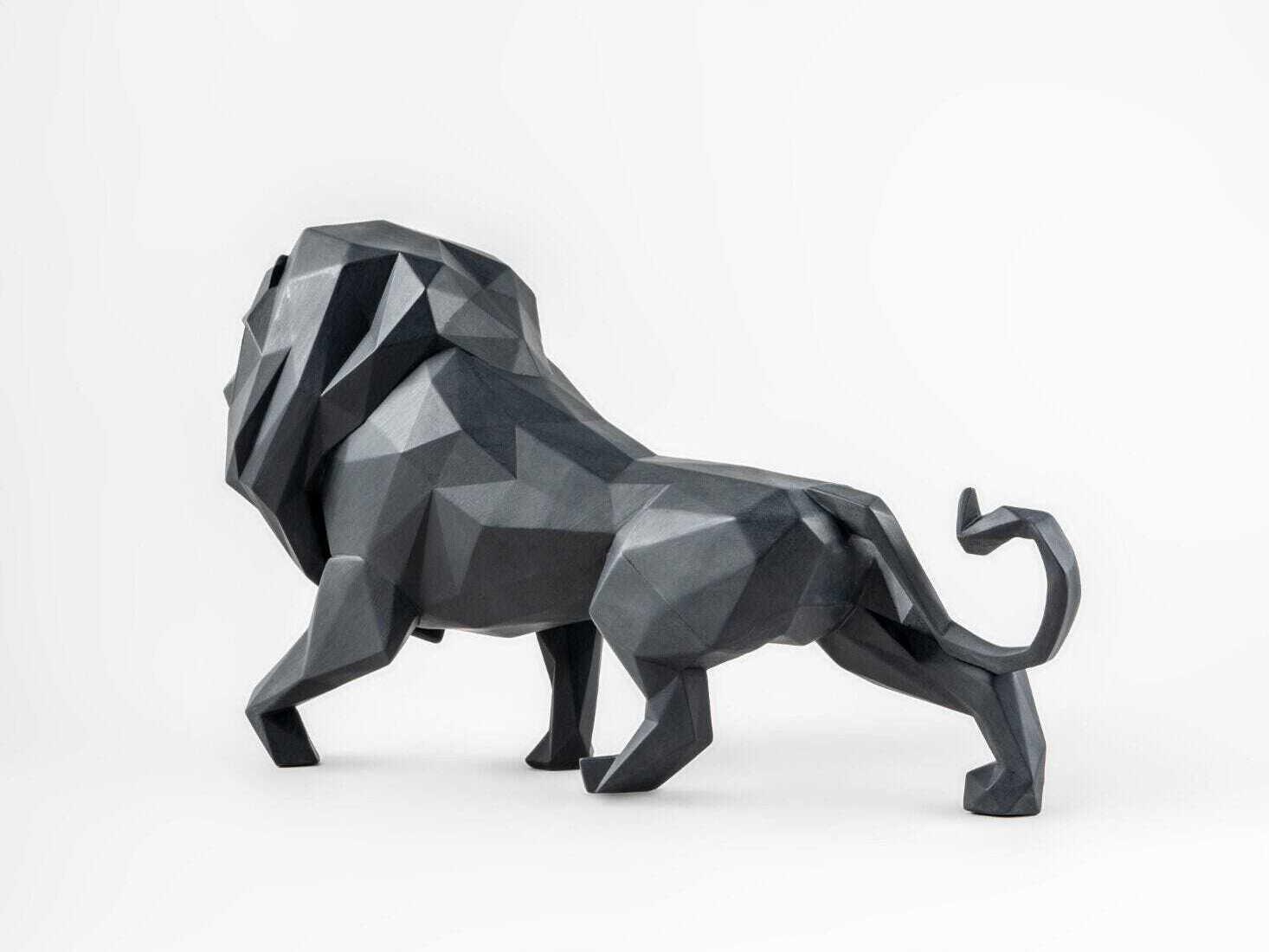 Lladro Matte Black Lion Sculpture