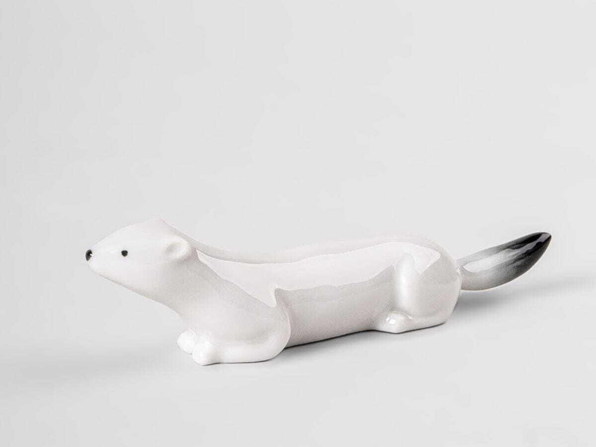 Lladro Ermine and Crane Chopsticks Set