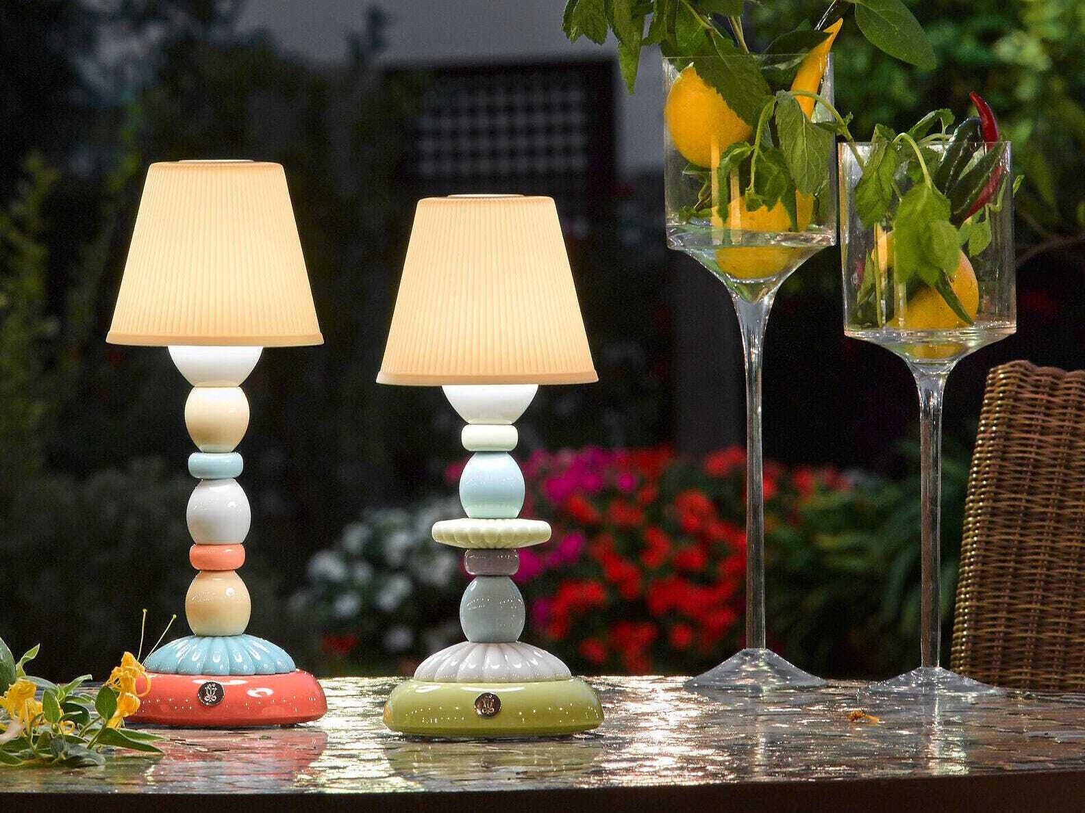 Lladro Lotus Firefly Green Blue Table Lamp