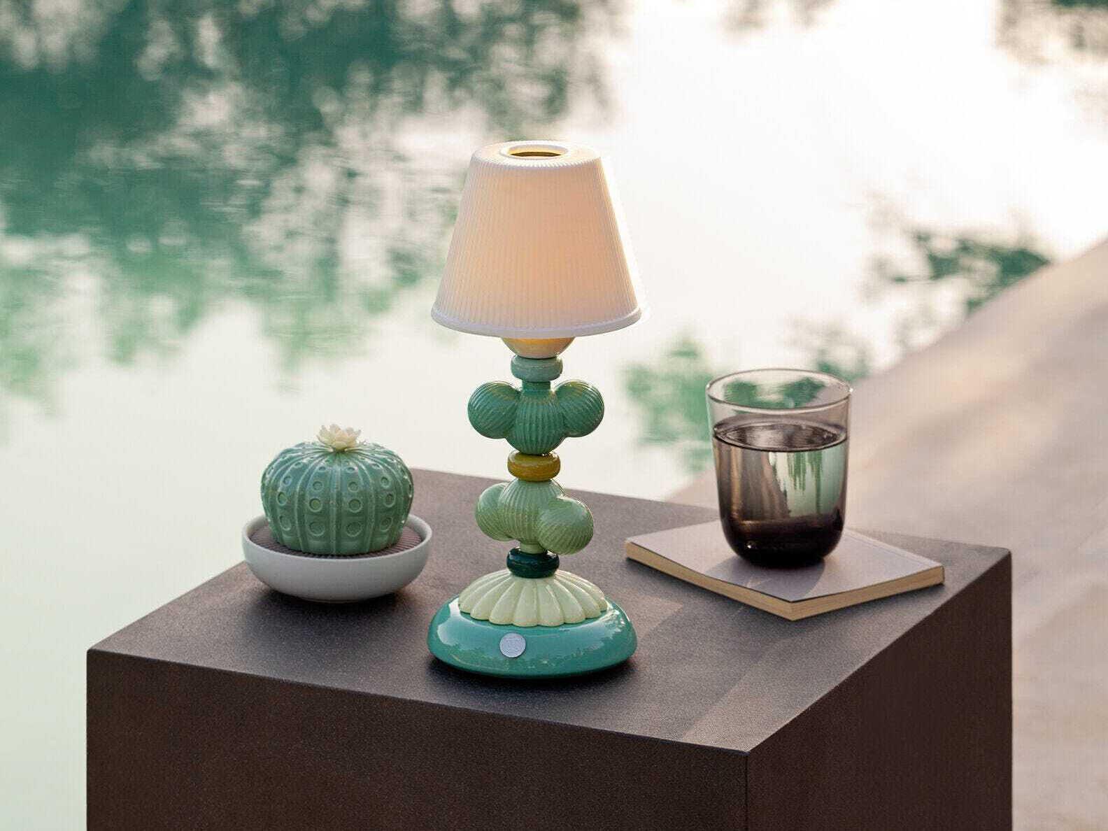 Lladro Cactus Firefly Green Table Lamp