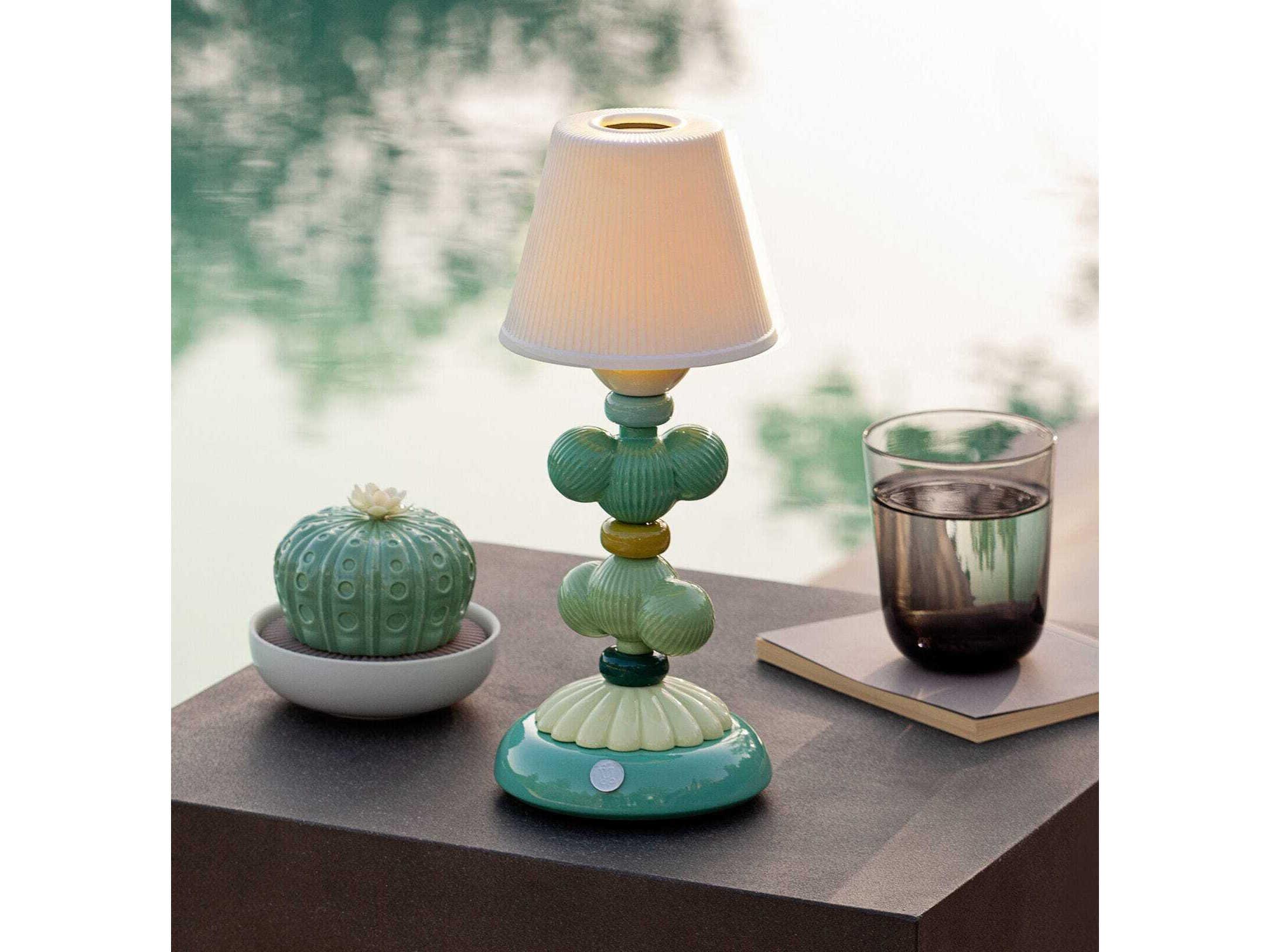 Lladro Cactus Firefly Green Table Lamp