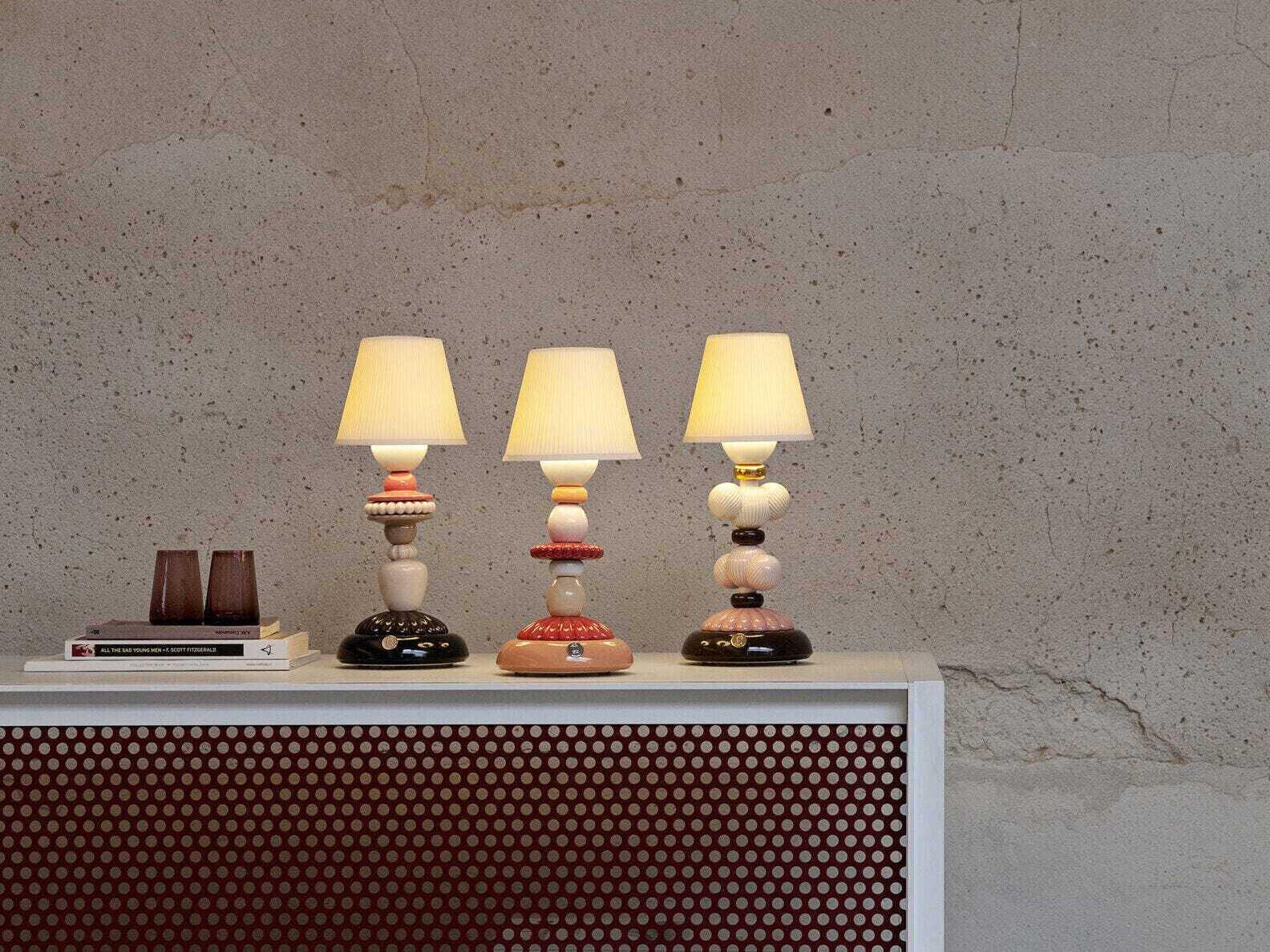 Lladro Cactus Firefly Golden Fall Pink Table Lamp