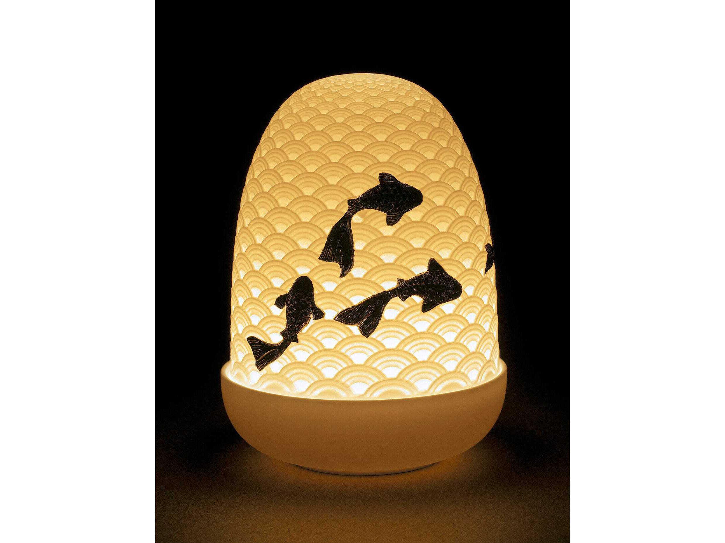Lladro Koi Dome White Table Lamp