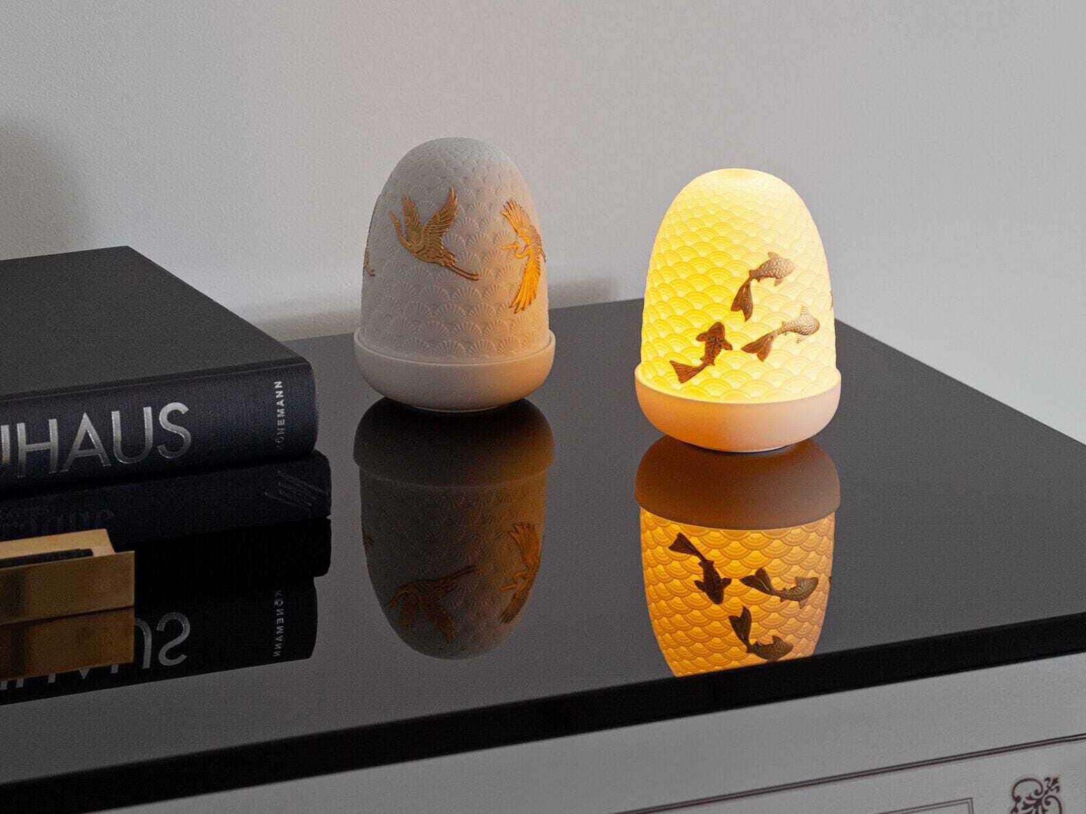 Lladro Koi Dome White Table Lamp