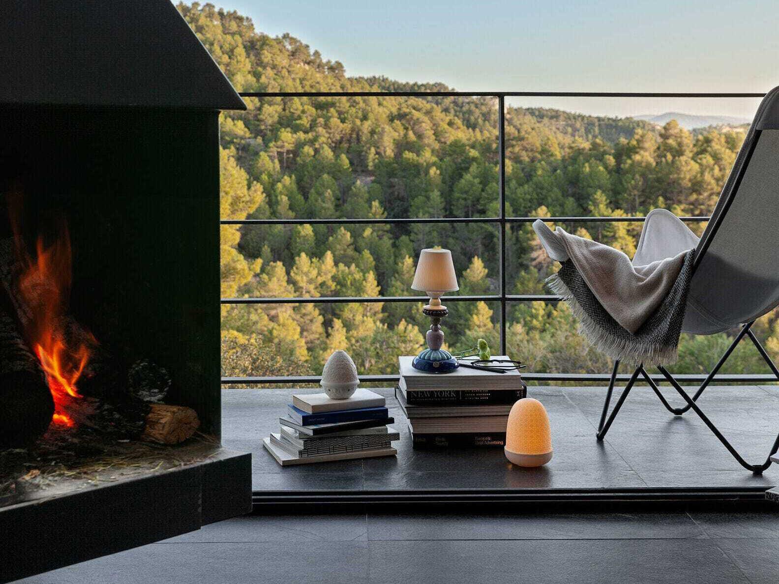 Lladro Sunflower Firefly Blue Table Lamp