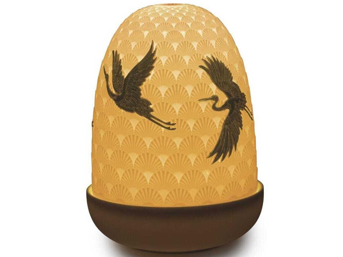 Lladro Cranes Dome White Table Lamp