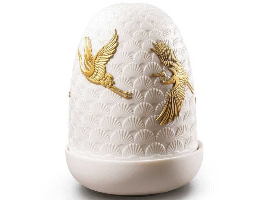 Lladro Cranes Dome White Table Lamp