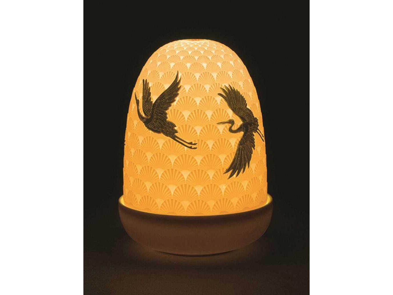 Lladro Cranes Dome White Table Lamp