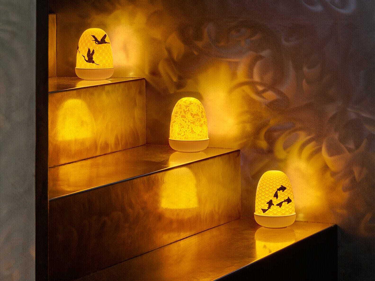 Lladro Cranes Dome White Table Lamp