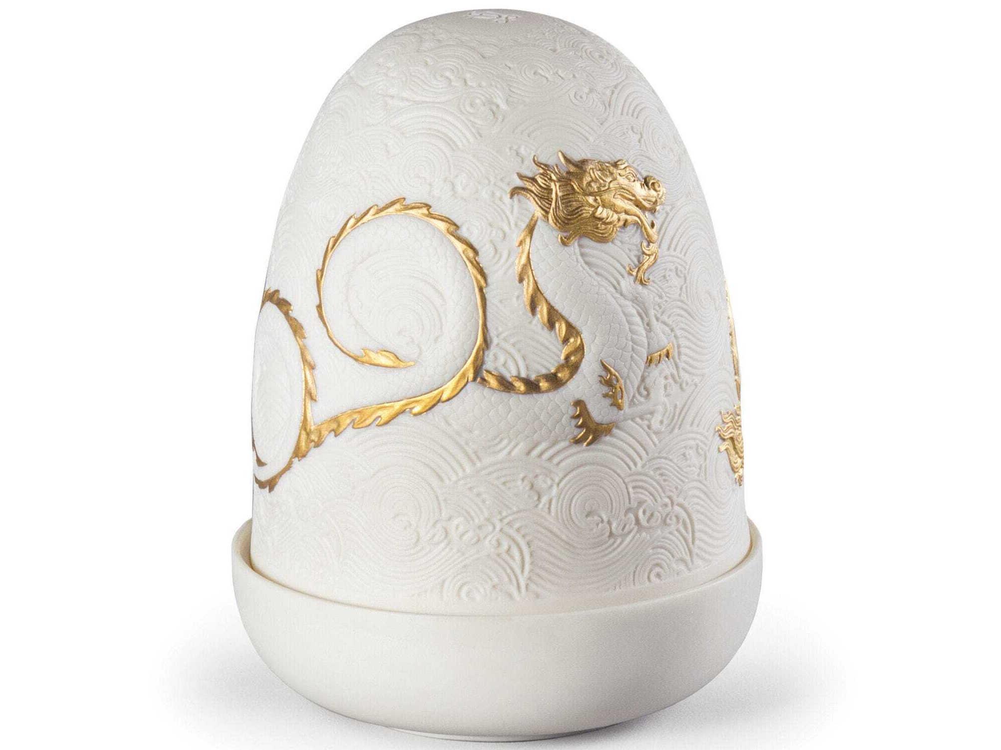 Lladro Dragons Dome White Table Lamp