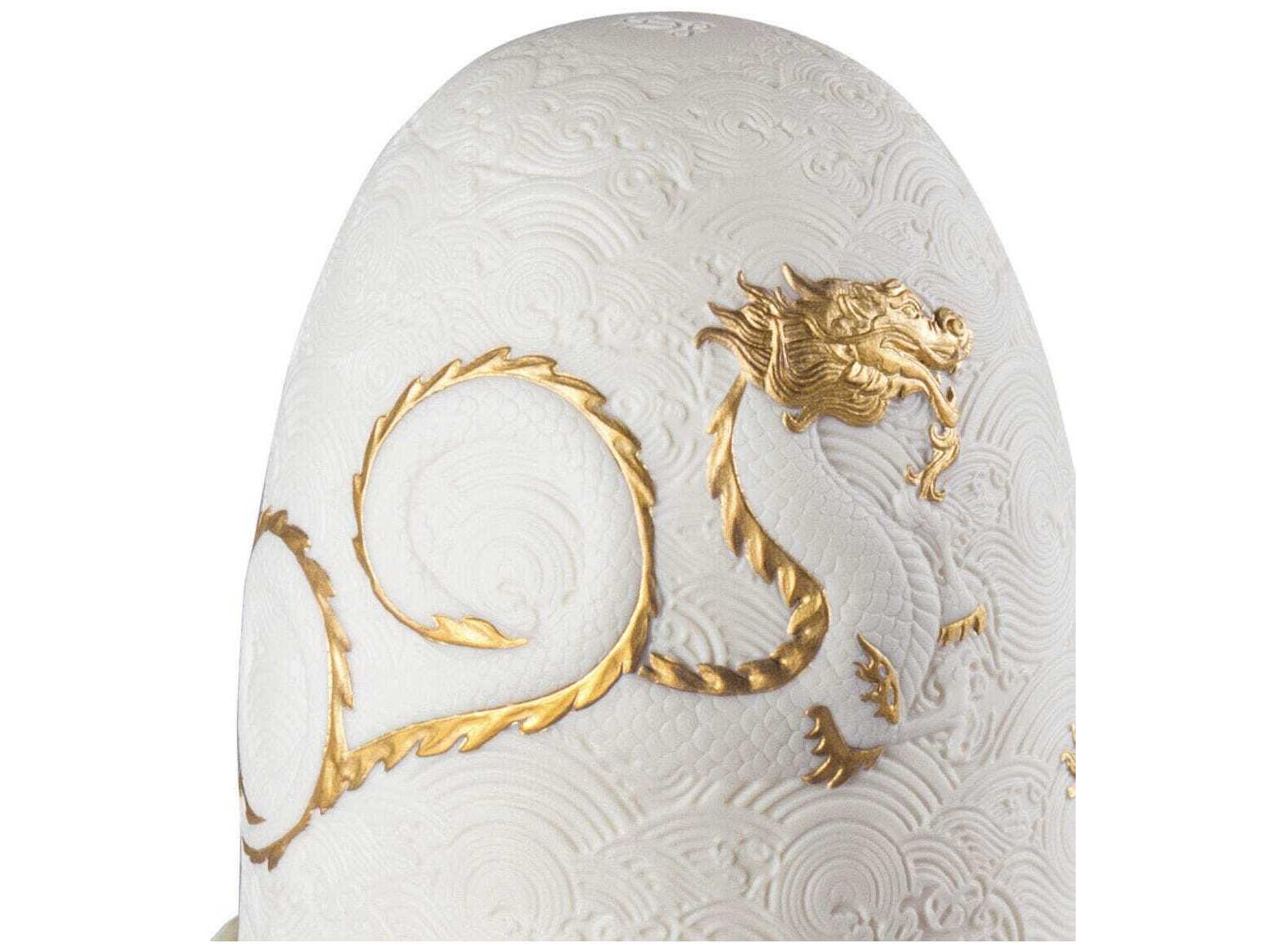 Lladro Dragons Dome White Table Lamp