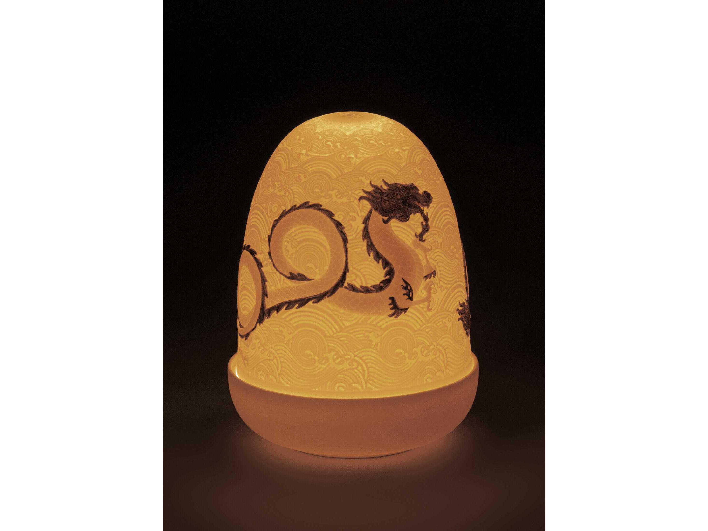 Lladro Dragons Dome White Table Lamp