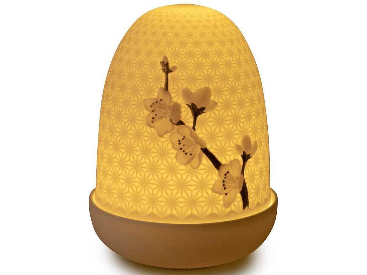 Lladro Cherry Blossoms Dome White Table Lamp