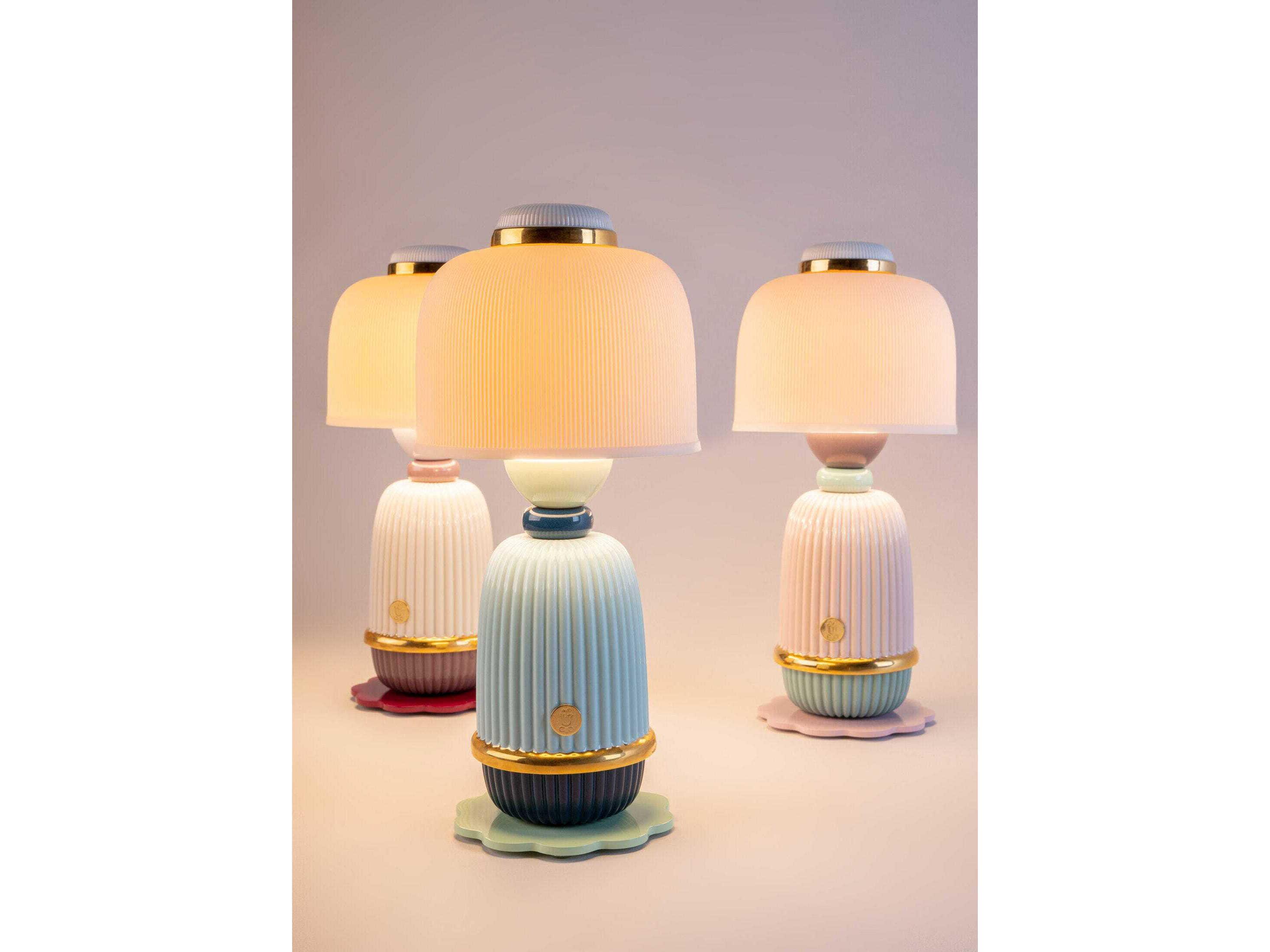 Lladro Kokeshi Cream Purple Table Lamp