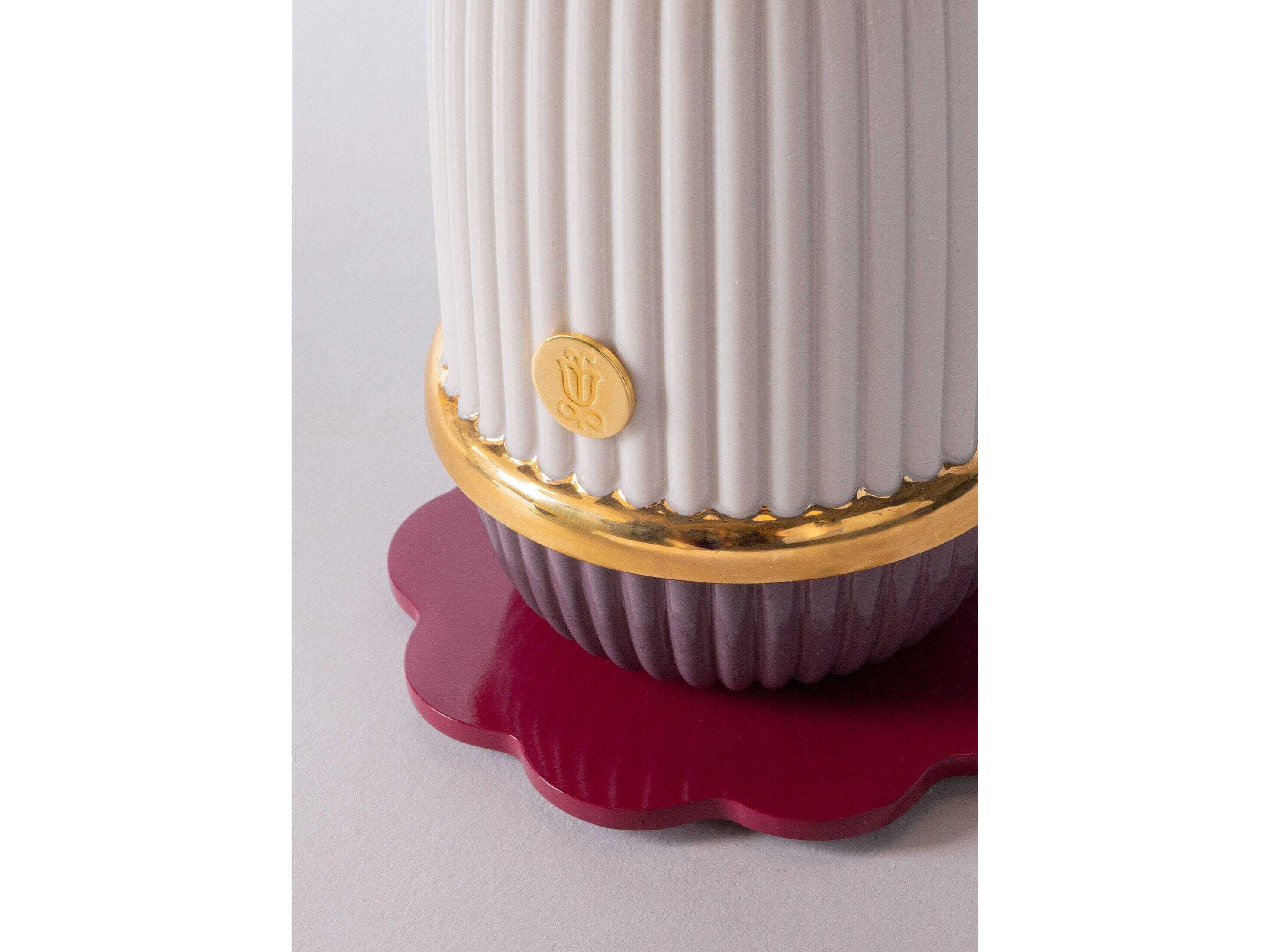 Lladro Kokeshi Cream Purple Table Lamp