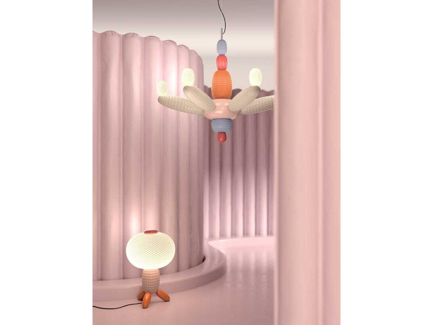 Lladro Soft Blown Pink Table Lamp