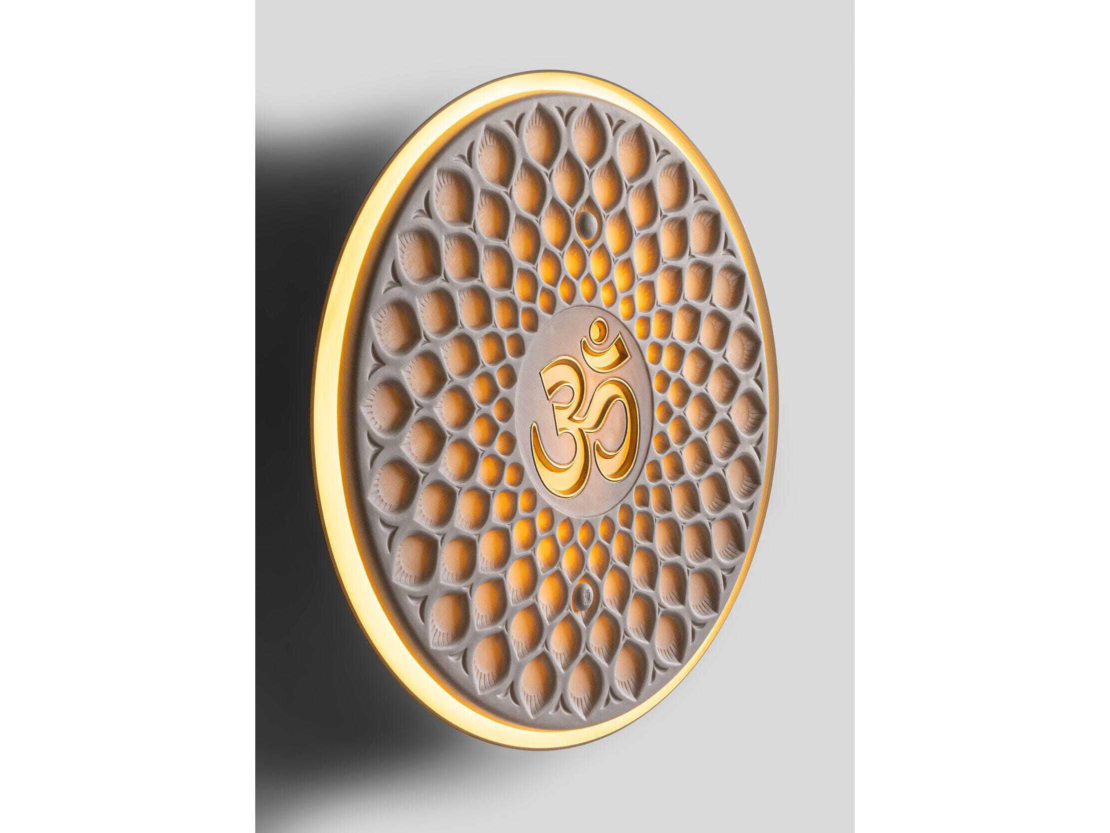 Lladro Om 2-Light White Gold Black Wall Sconce