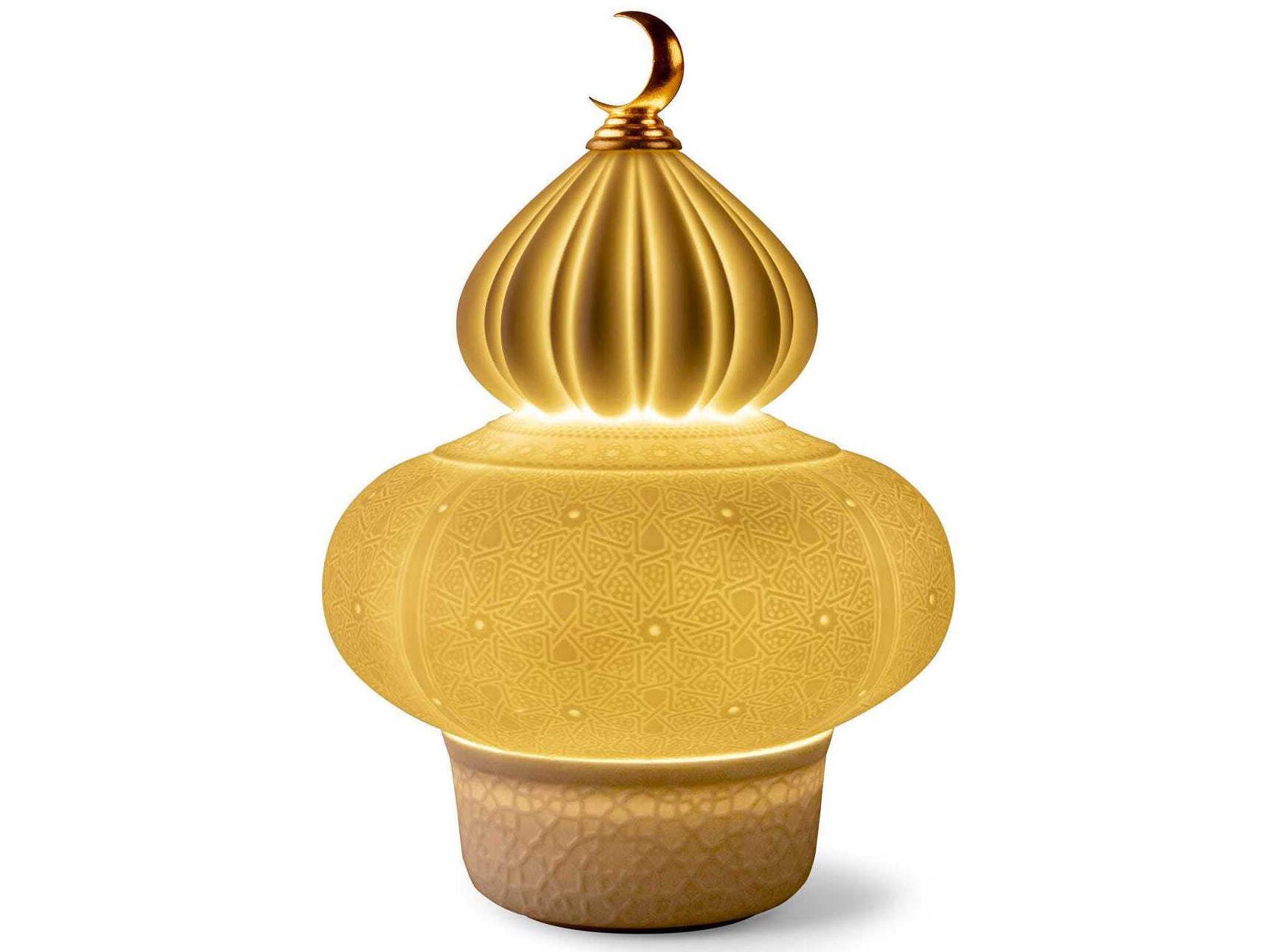 Lladro Majestic Nights Champagne White Table Lamp