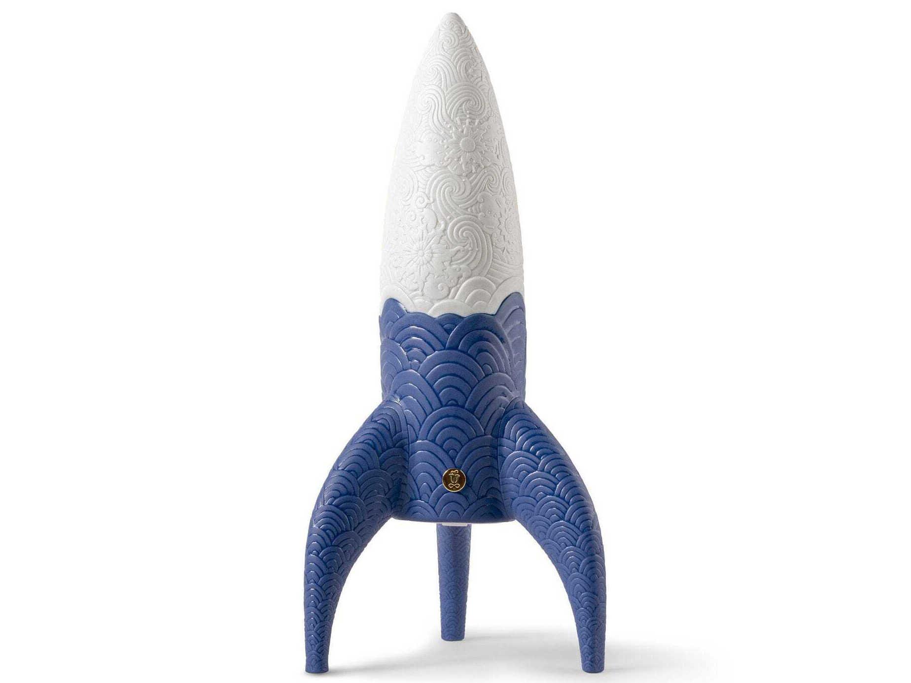 Lladro Cosmic Rocket Blue Table Lamp
