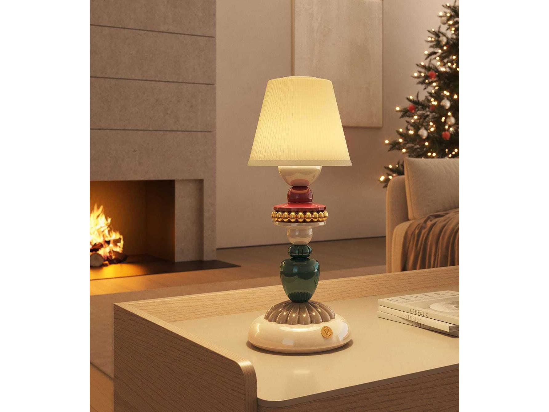 Lladro Firefly Magic Holidays Green Red Gold White Table Lamp