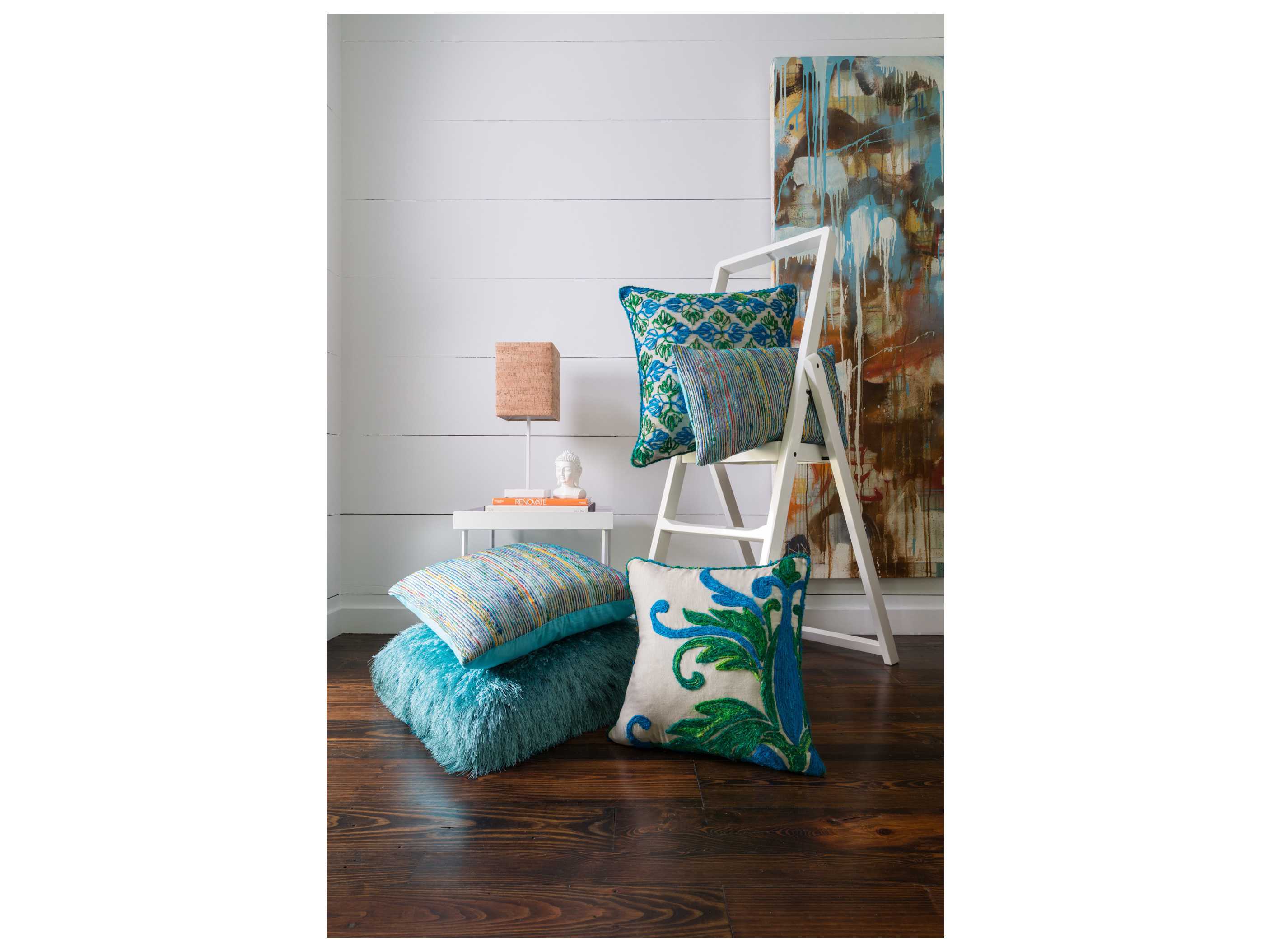 Loloi Rugs Green / Blue Pillow