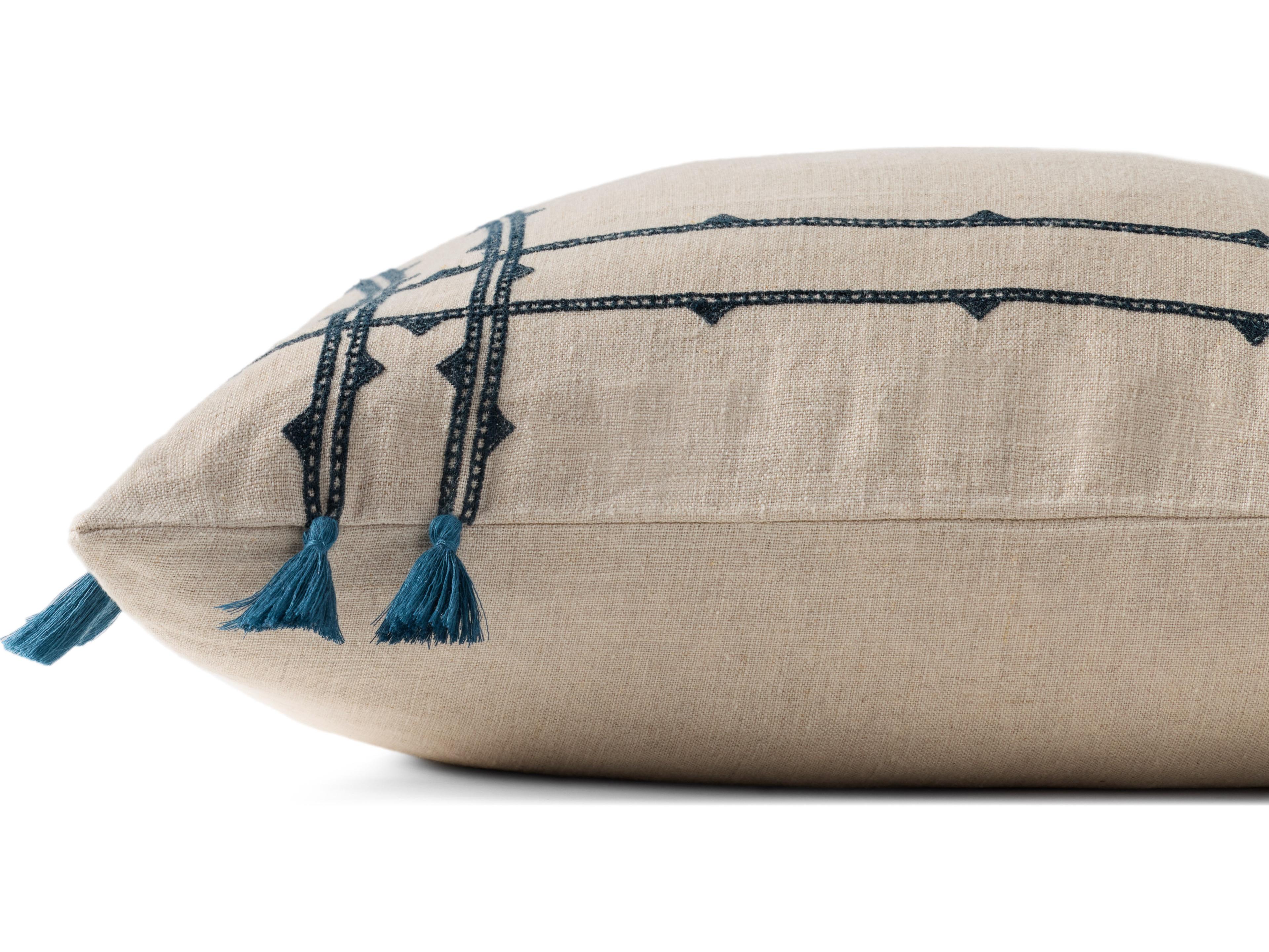 Loloi Rugs Natural Blue Pillow