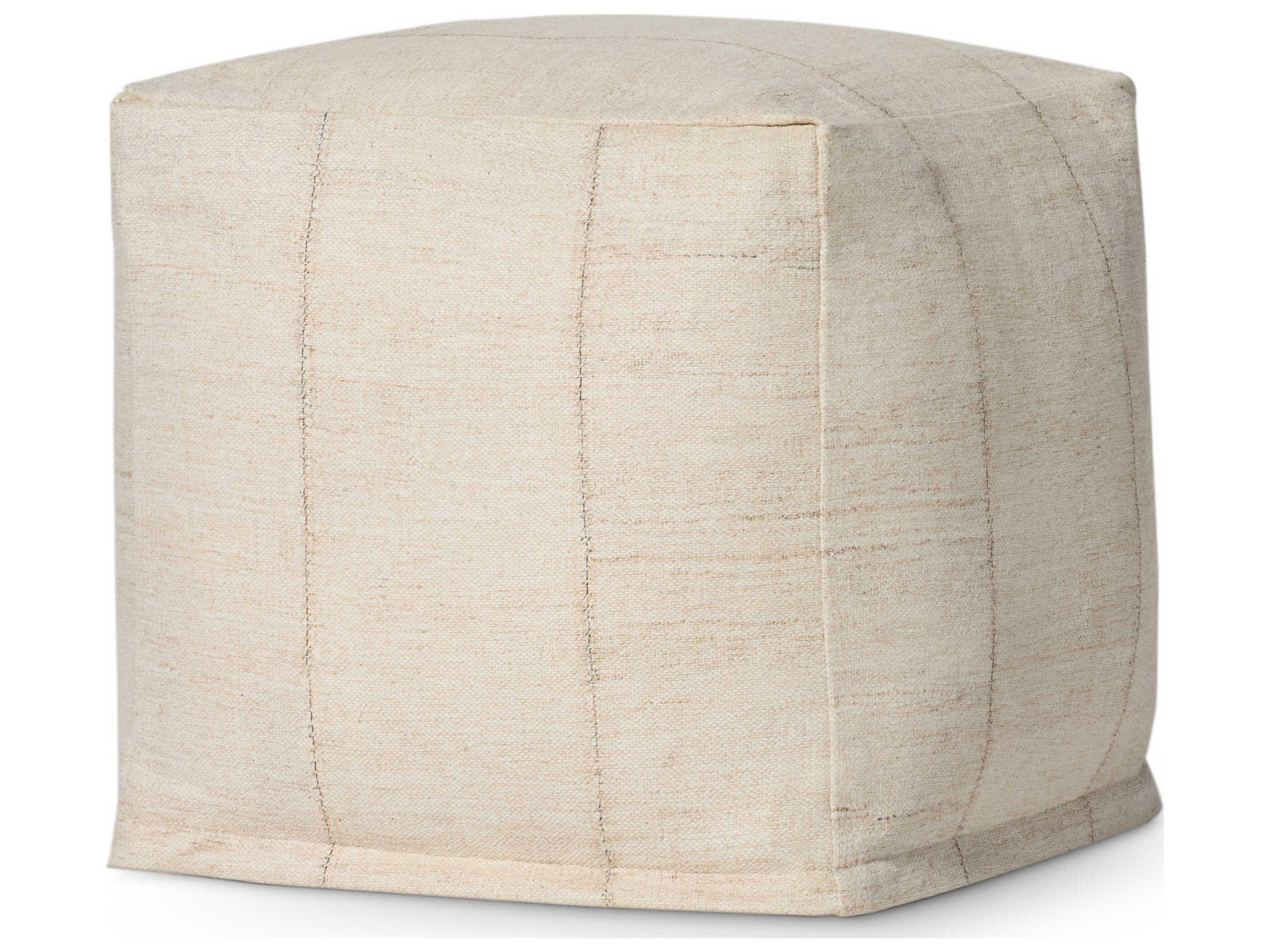 Loloi Rugs Ivory Cream Upholstered Ottoman