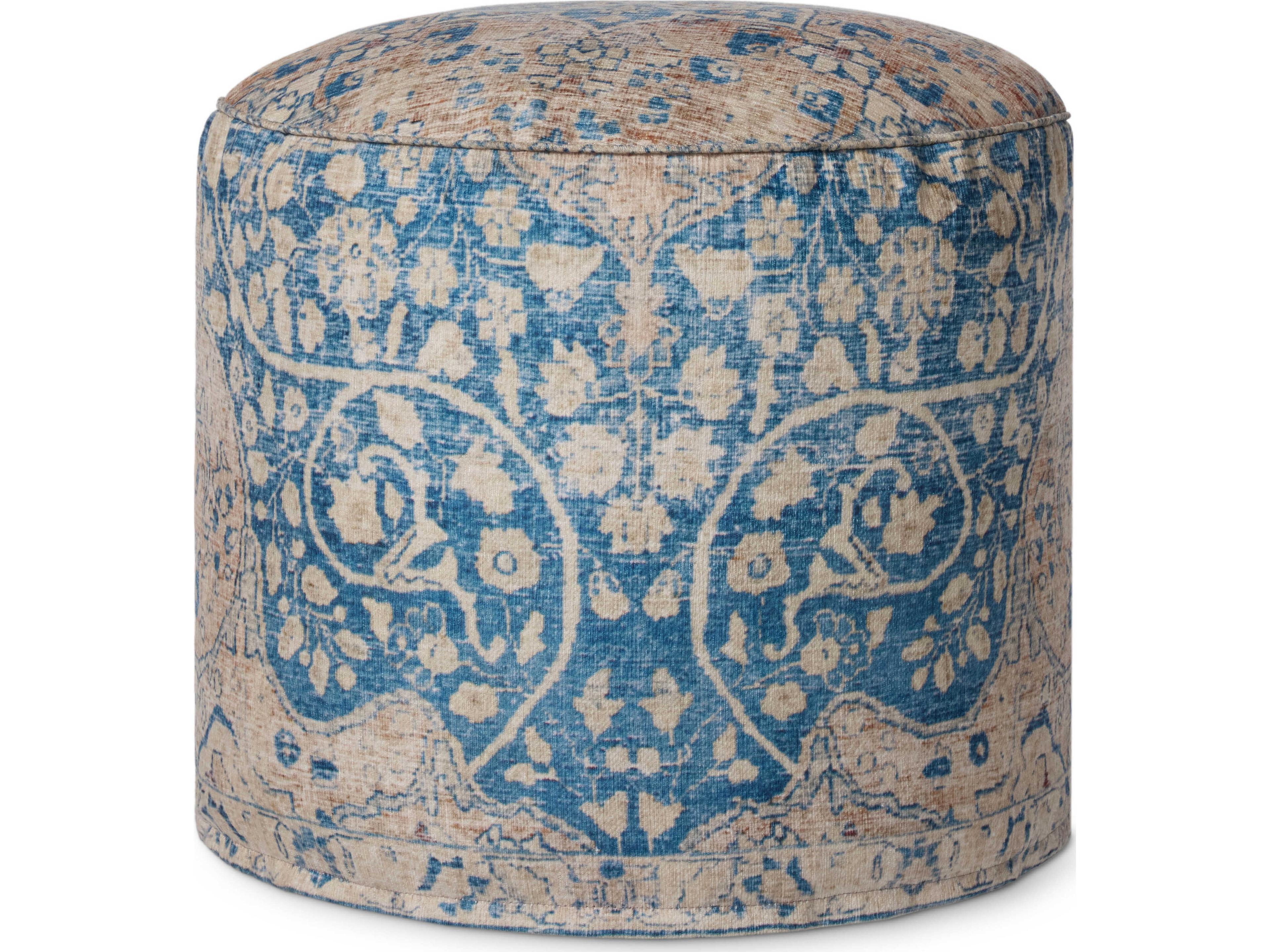 Loloi Rugs Blue Tangerine Orange Upholstered Ottoman