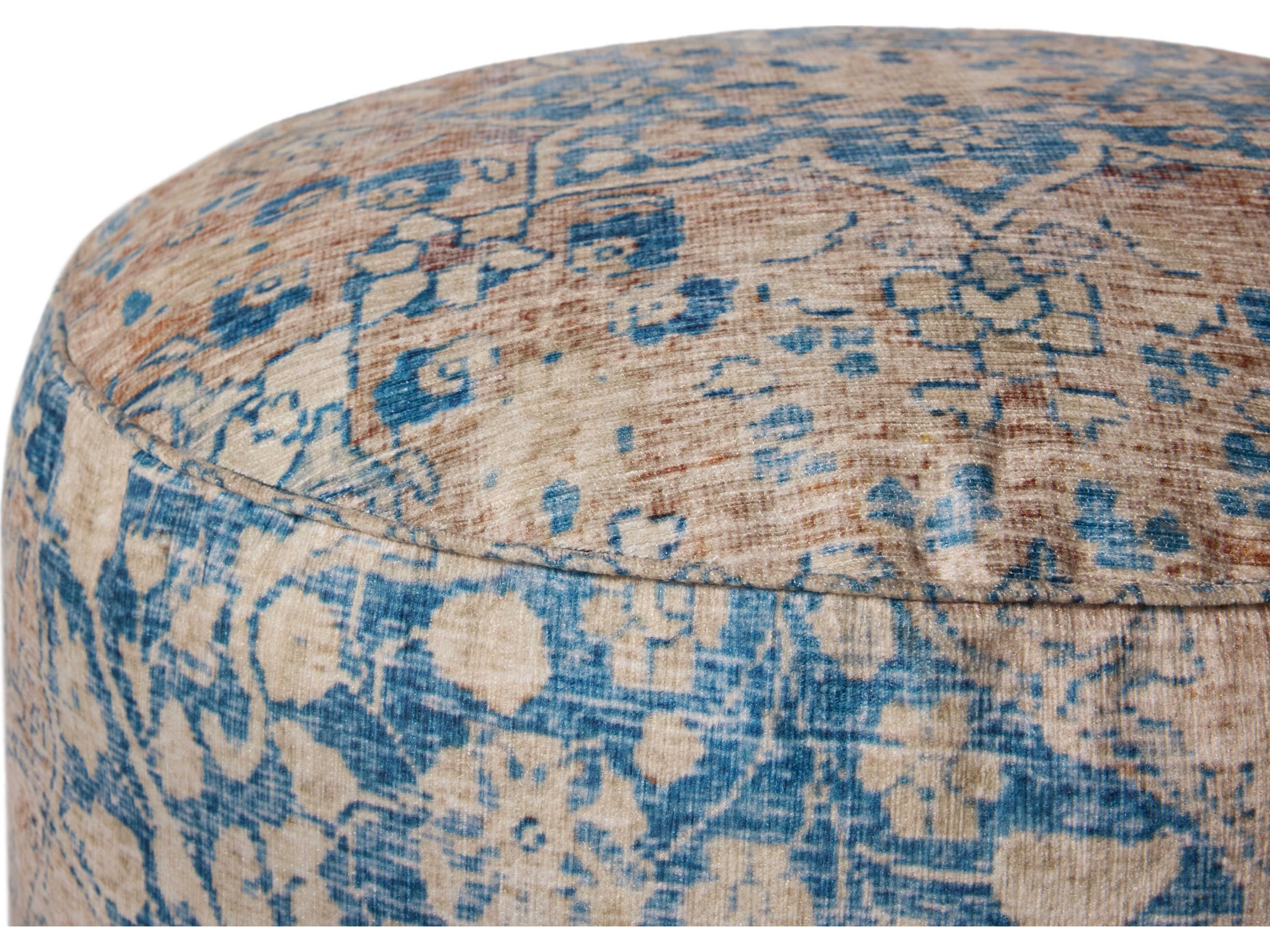 Loloi Rugs Blue Tangerine Orange Upholstered Ottoman