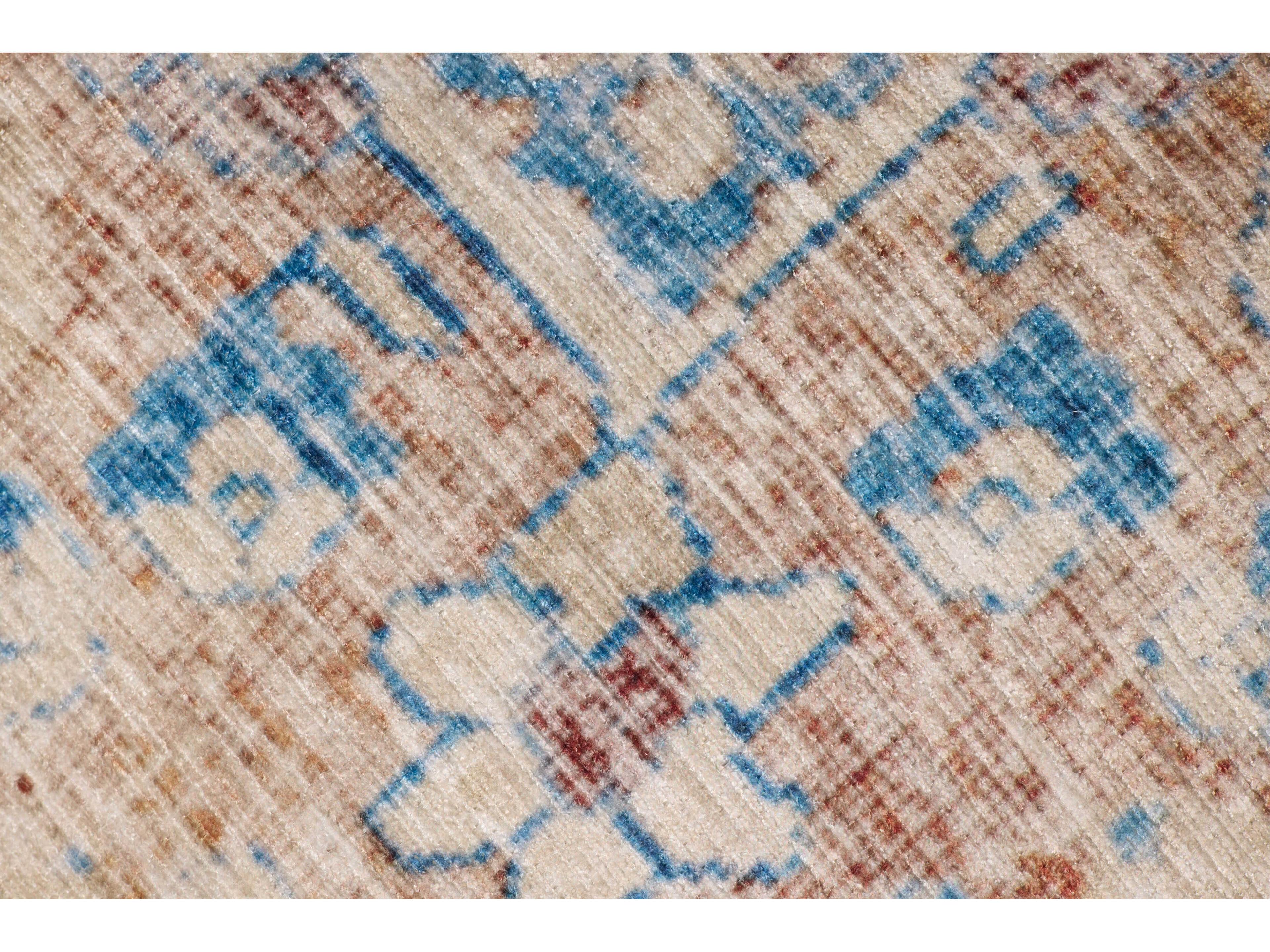 Loloi Rugs Blue Tangerine Orange Upholstered Ottoman