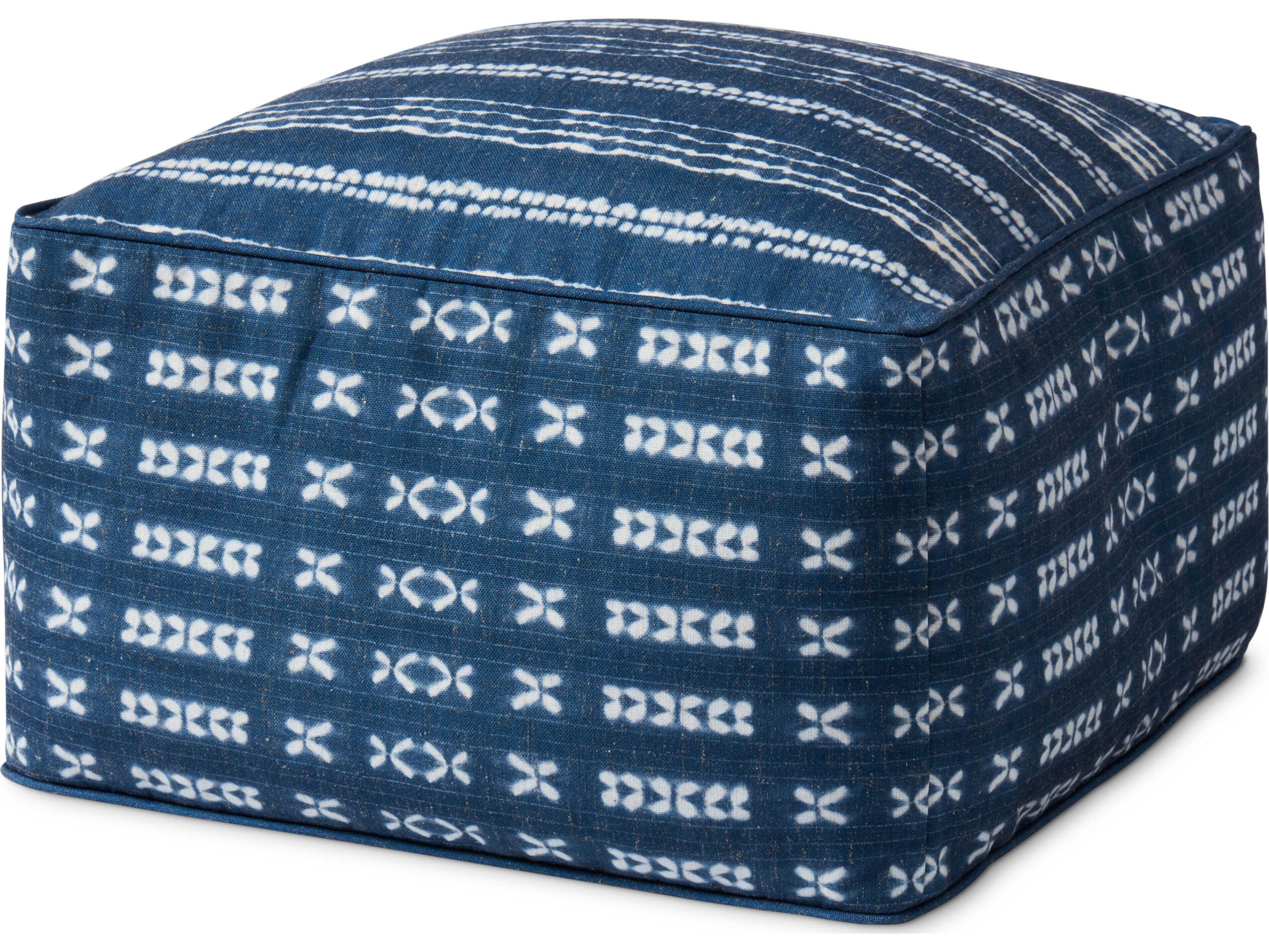 Loloi Rugs Indigo Ivory Blue Upholstered Ottoman
