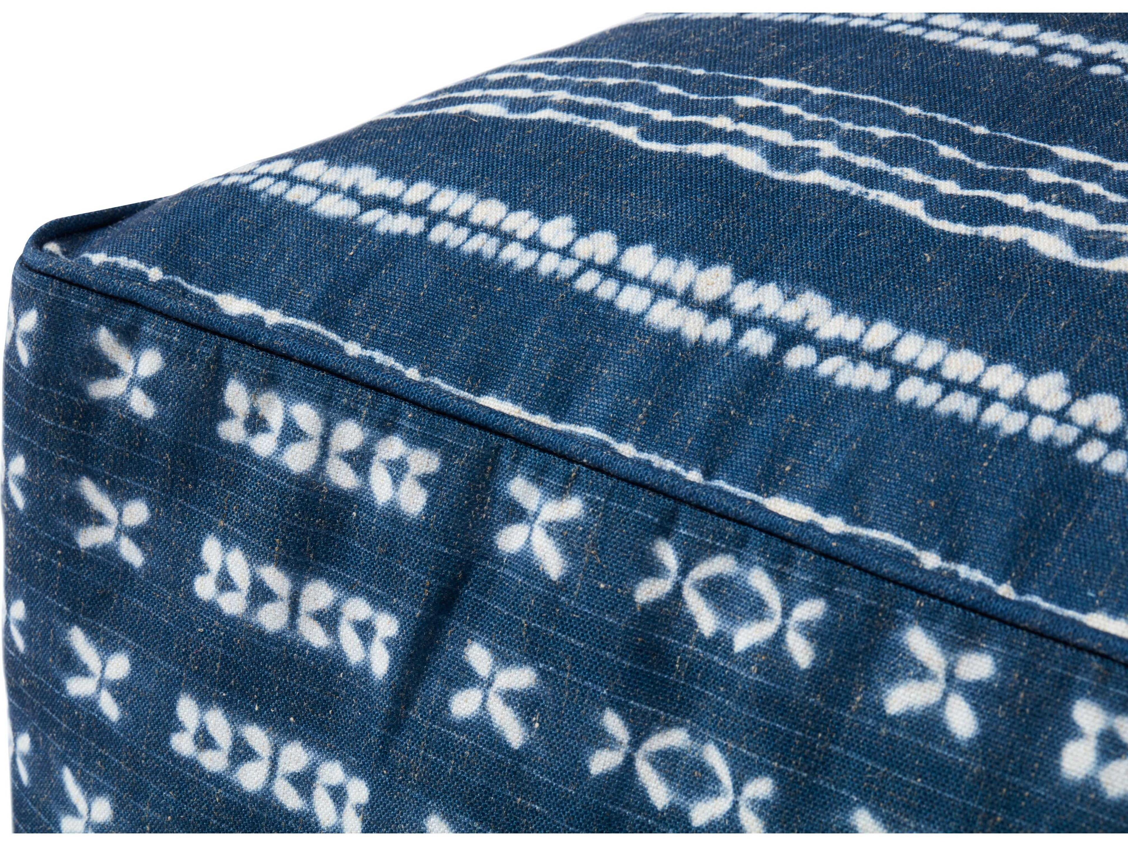 Loloi Rugs Indigo Ivory Blue Upholstered Ottoman