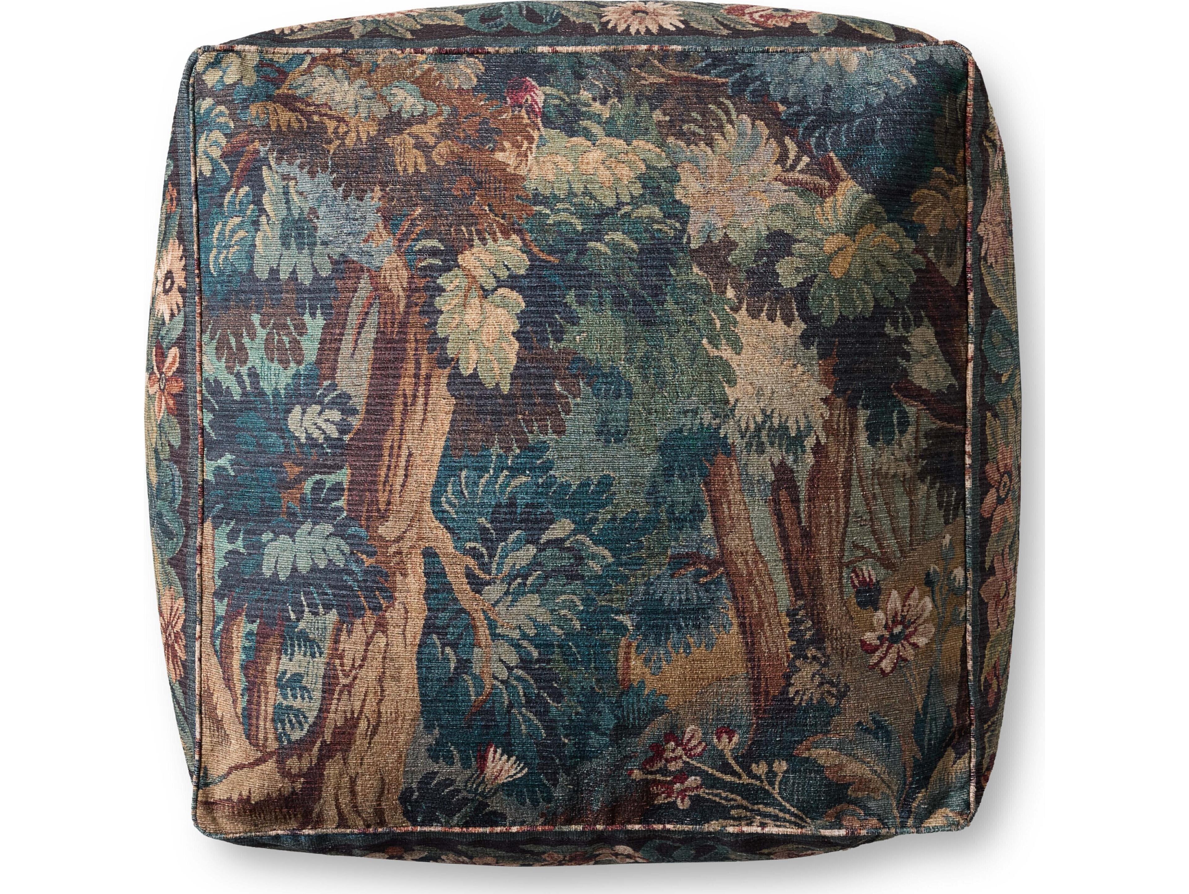 Loloi Rugs Blue Multi Upholstered Pouf