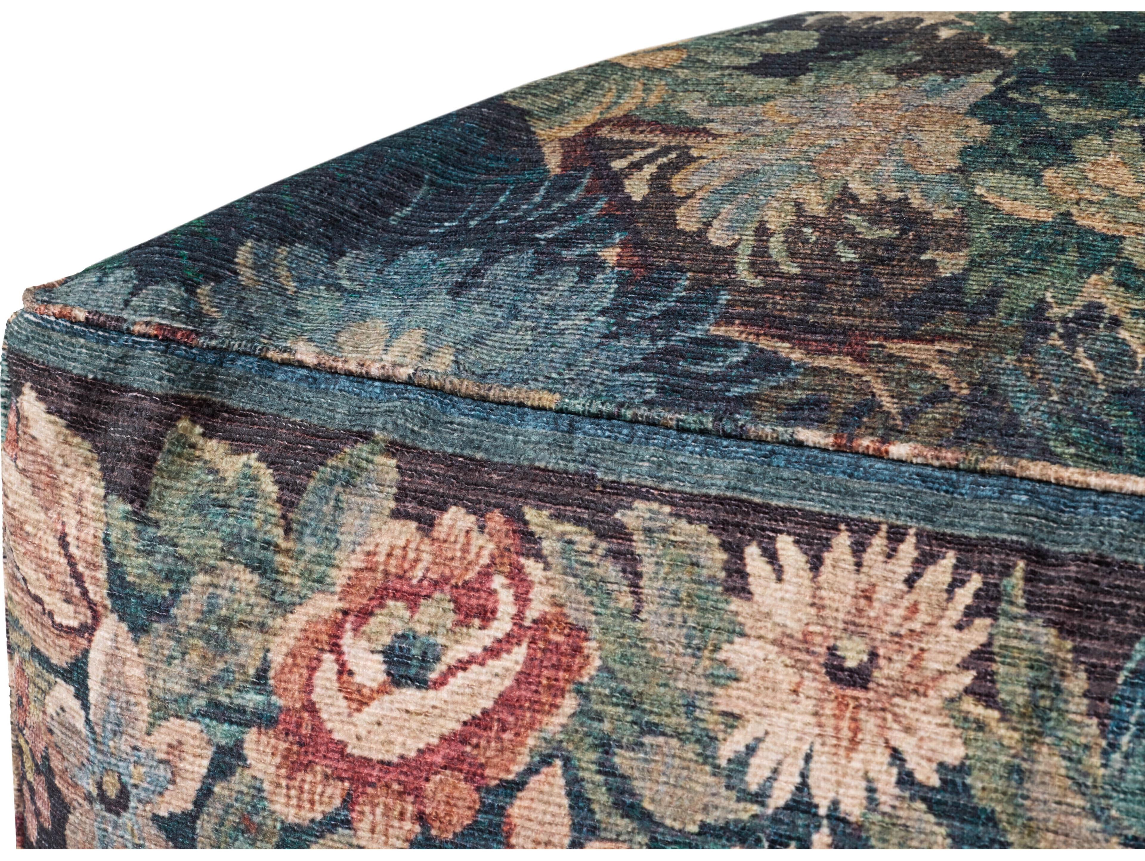 Loloi Rugs Blue Multi Upholstered Pouf